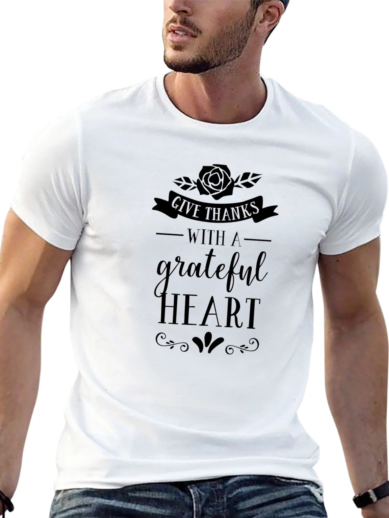 Give Thanks with a Grateful Heart Black T-Shirt