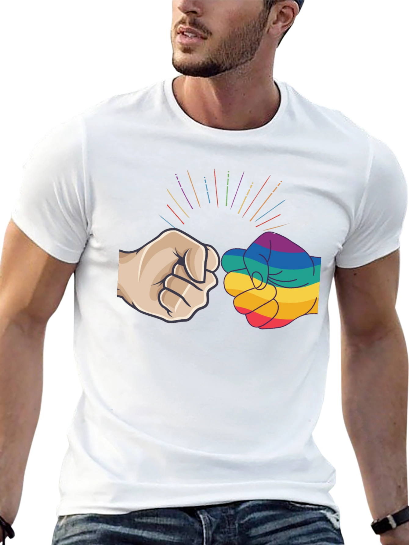 LGBT Pride Fist Bump Graphic Tee - Black