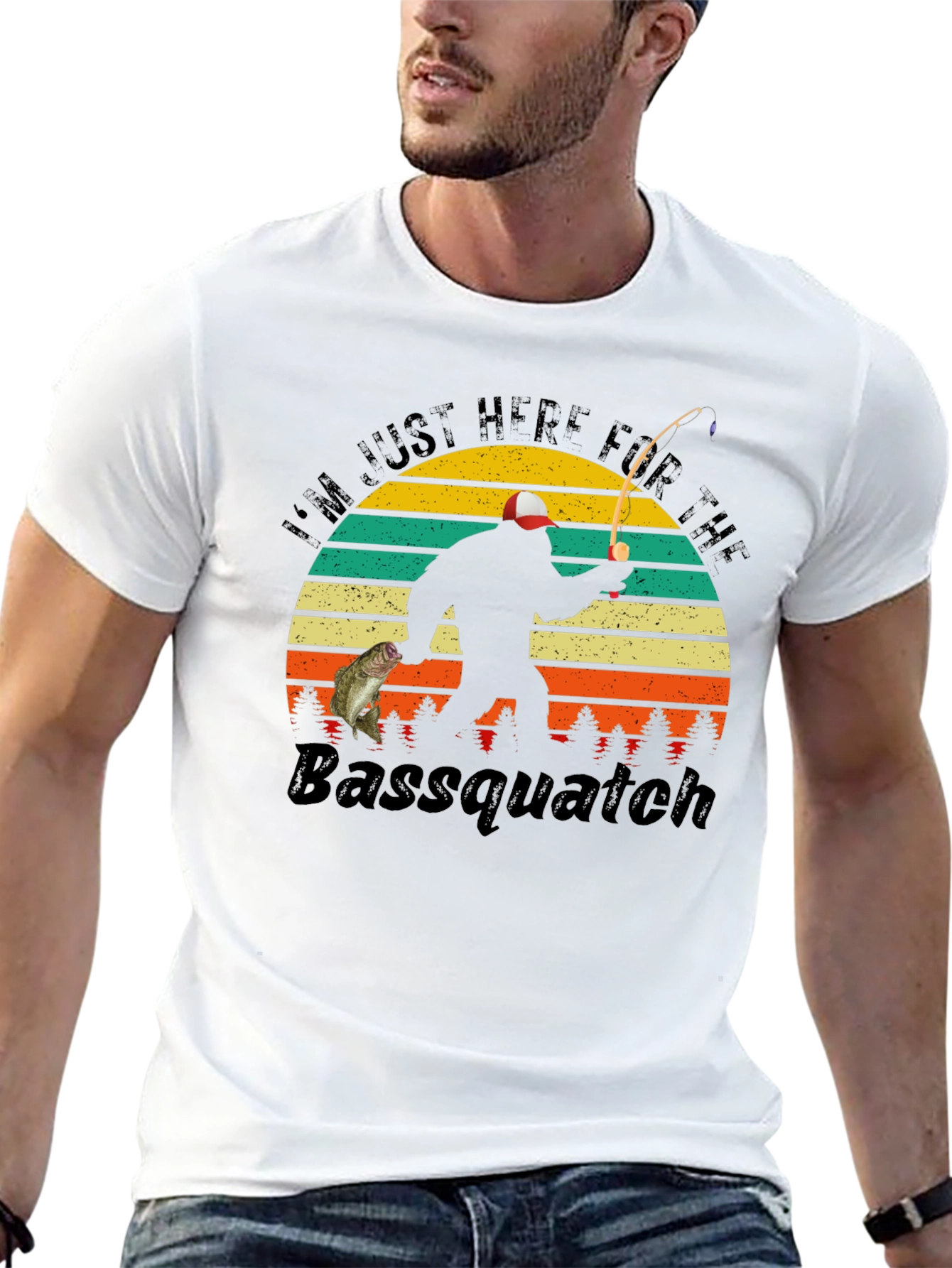 Bassquatch Fishing T-Shirt - Funny Bigfoot Fisherman Tee