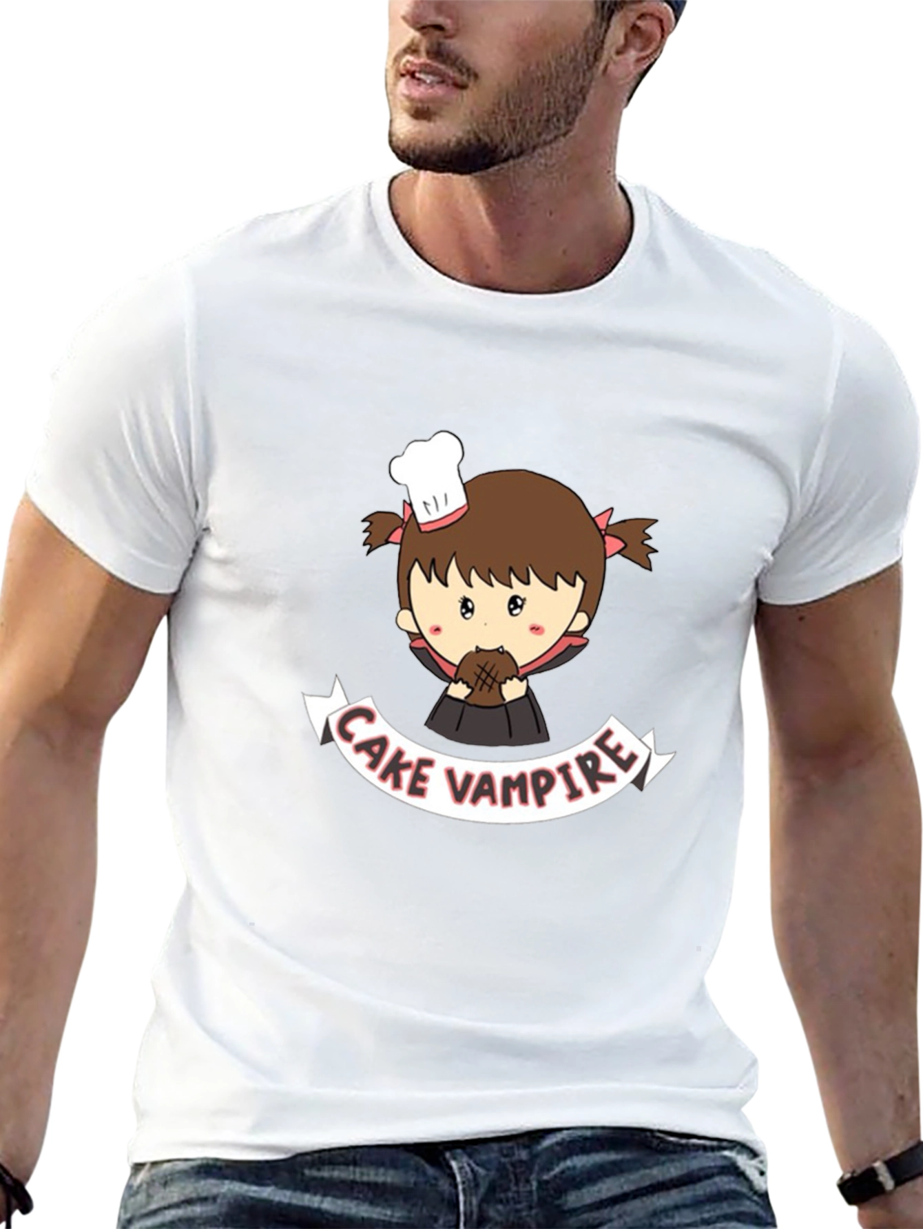 Cake Vampire Graphic T-Shirt - Cute Cartoon Design