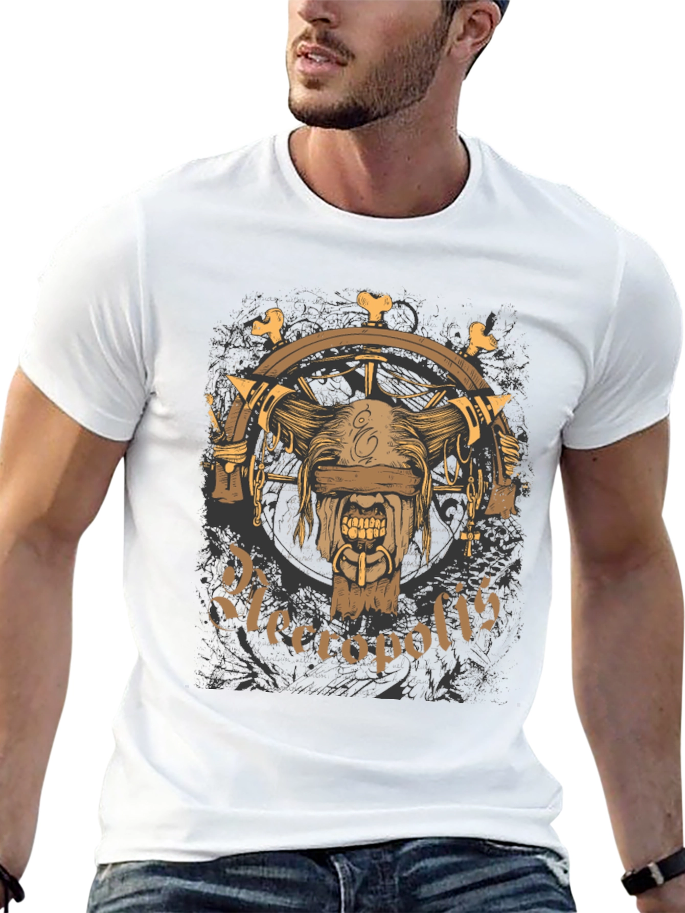 Necropolis Graphic Print Black T-Shirt