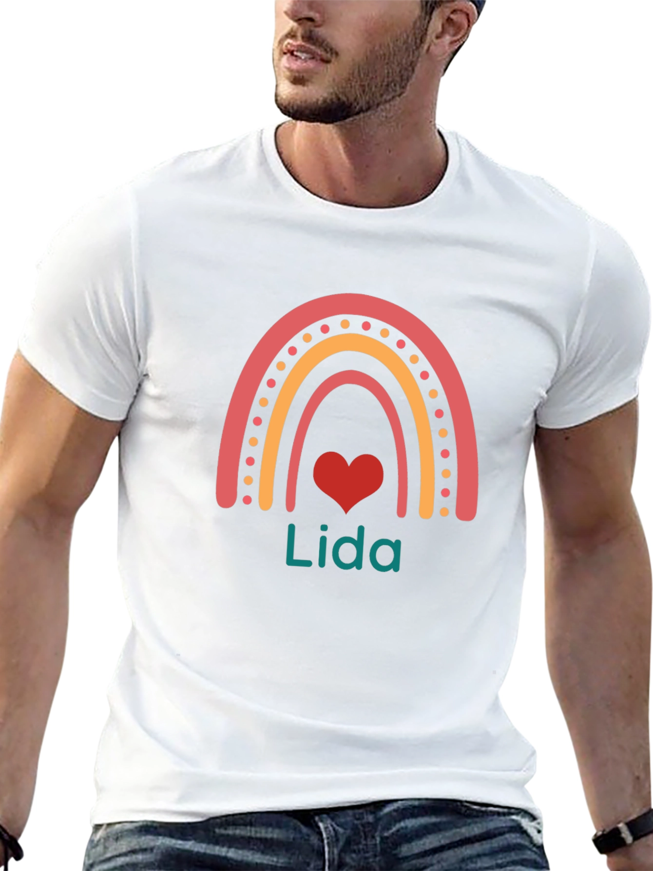 Lida Rainbow Heart Personalized T-Shirt