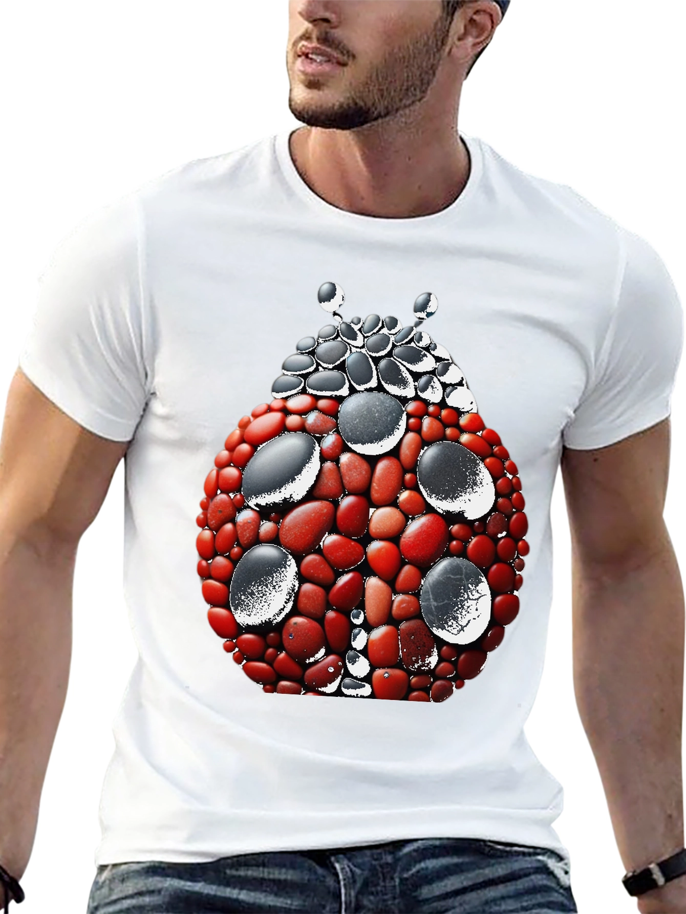 Ladybug Stone Art Graphic Tee