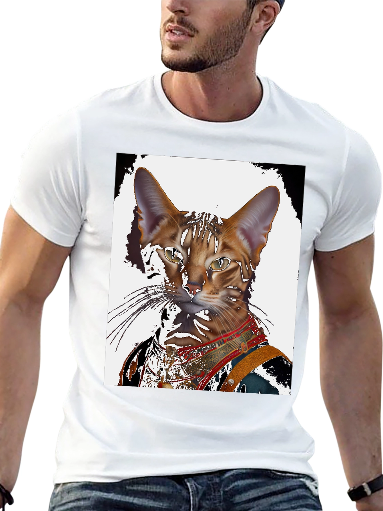 Royal Cat Portrait Black T-Shirt