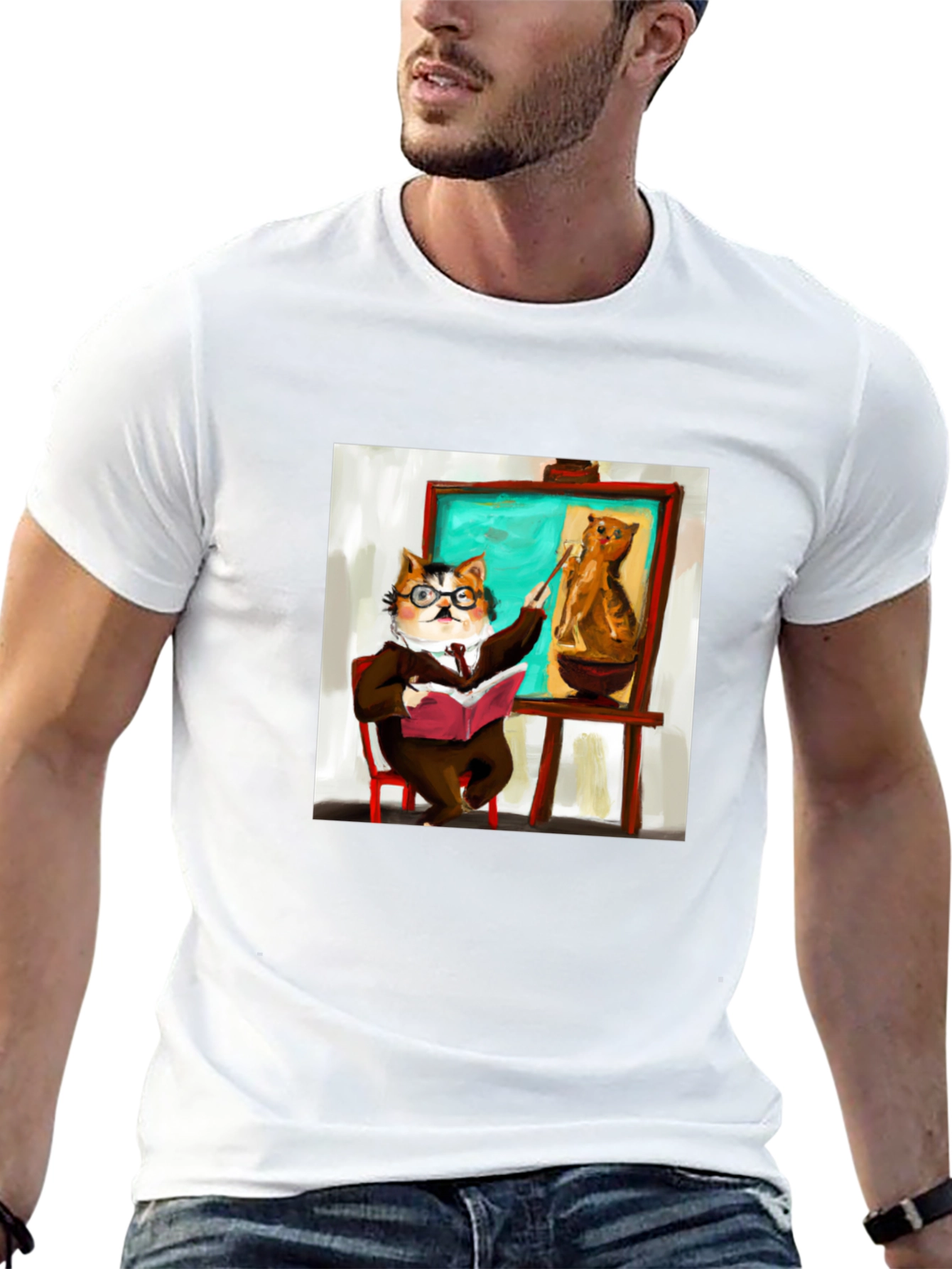 Professor Cat Black T-Shirt - Funny Unique Design