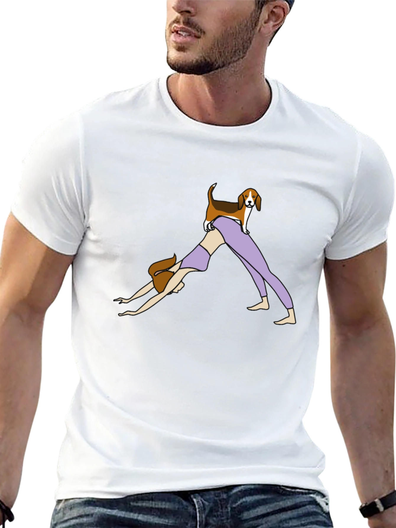 Yoga Dog Graphic Tee - Black Cotton Shirt