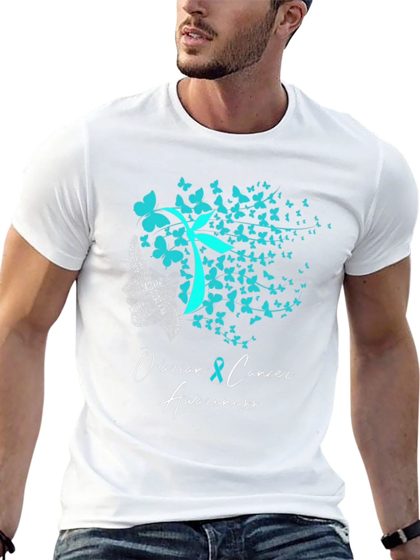 Ovarian Cancer Awareness Butterfly T-Shirt