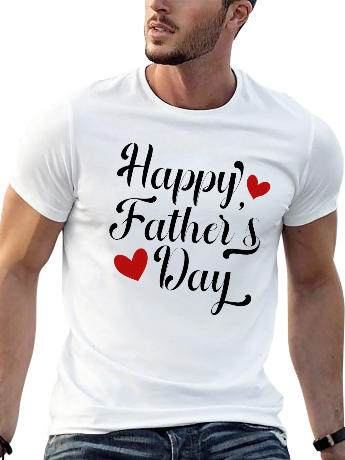 Happy Fathers Day Black Graphic T-Shirt