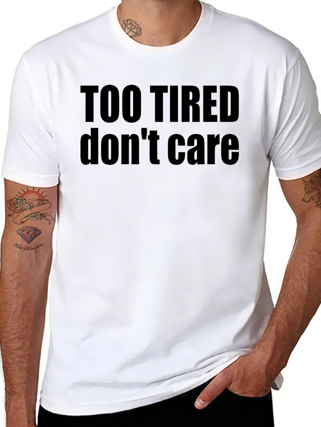 Too Tired Dont Care Black Graphic Tee