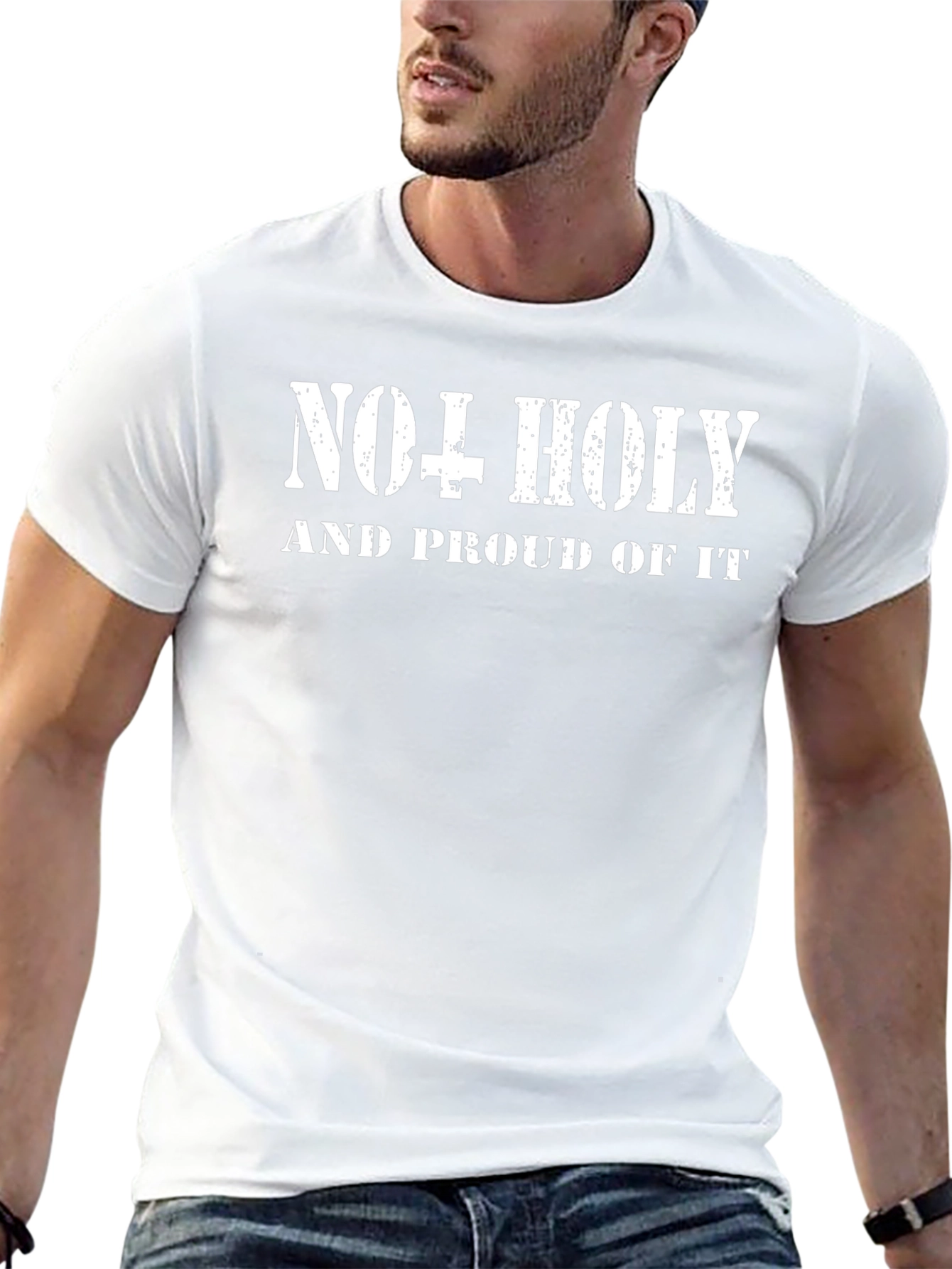 No + Holy Graphic T-Shirt - Black