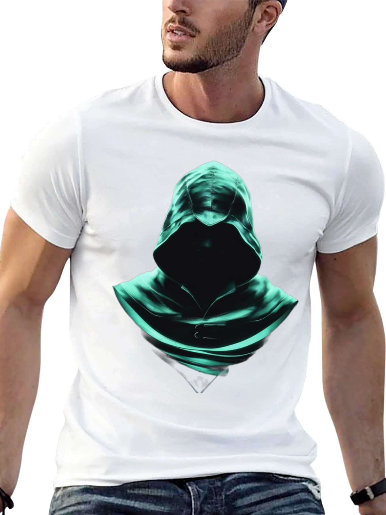 Hooded Shadow Graphic Tee - Mysterious Style