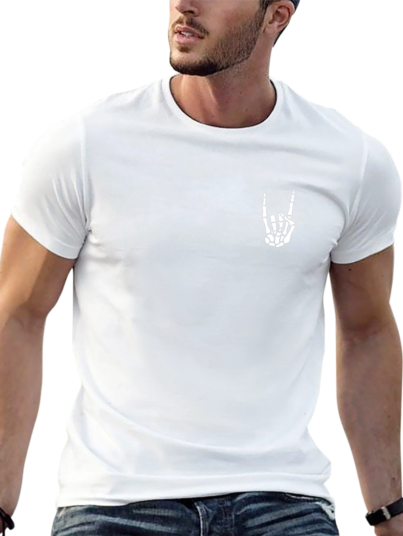 Rock On Skeleton Hand Black T-Shirt