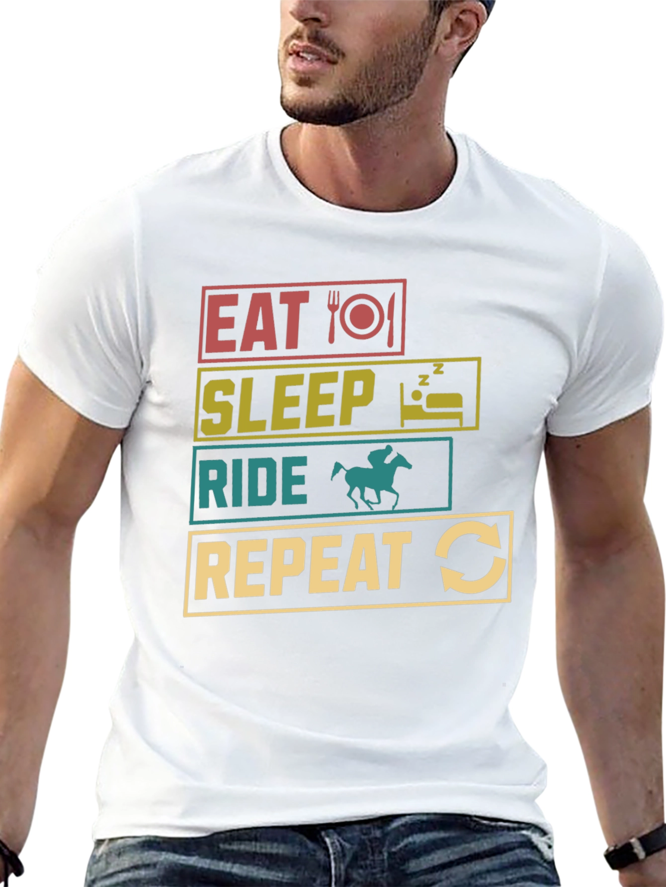 Eat Sleep Ride Repeat T-Shirt - Equestrian Life Tee