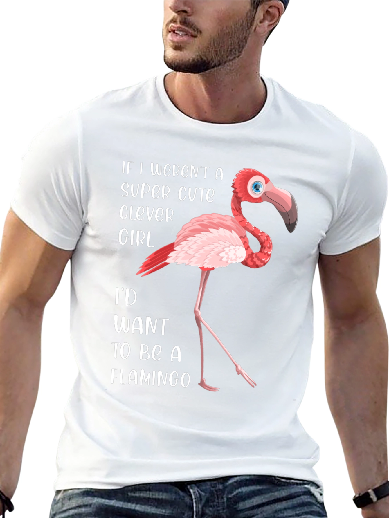 Clever Cute Girl Flamingo Graphic T-Shirt