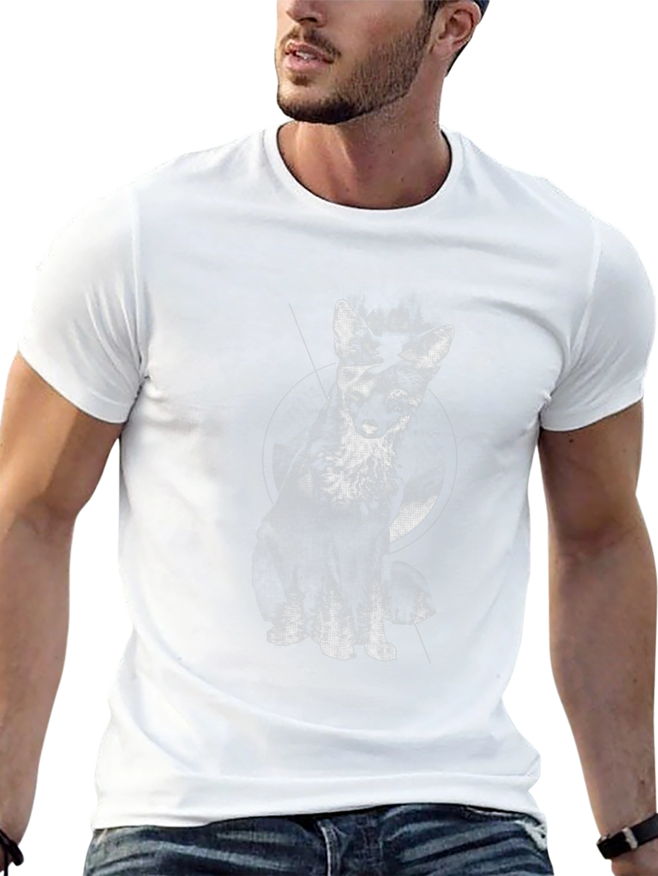 Monochrome Wolf Graphic Tee - Stylish Black T-Shirt