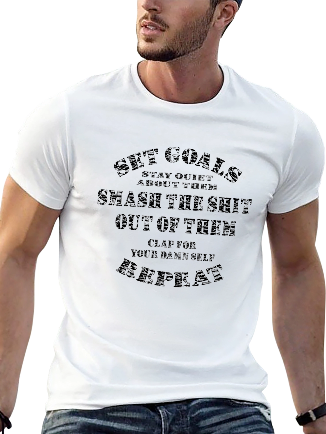 Motivational T-Shirt: Set Goals Smash Repeat