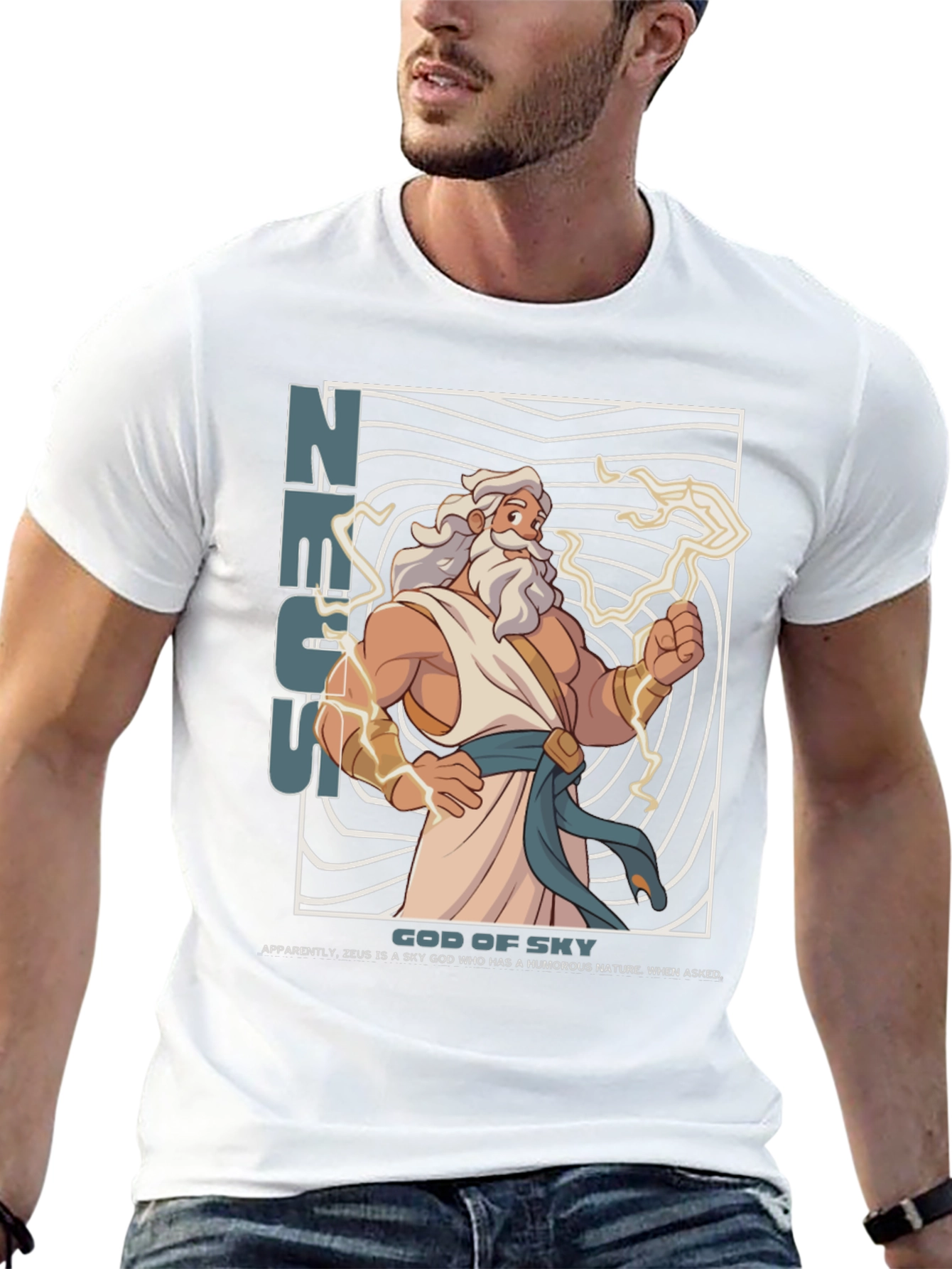 Zeus God of Sky Graphic T-Shirt - Black