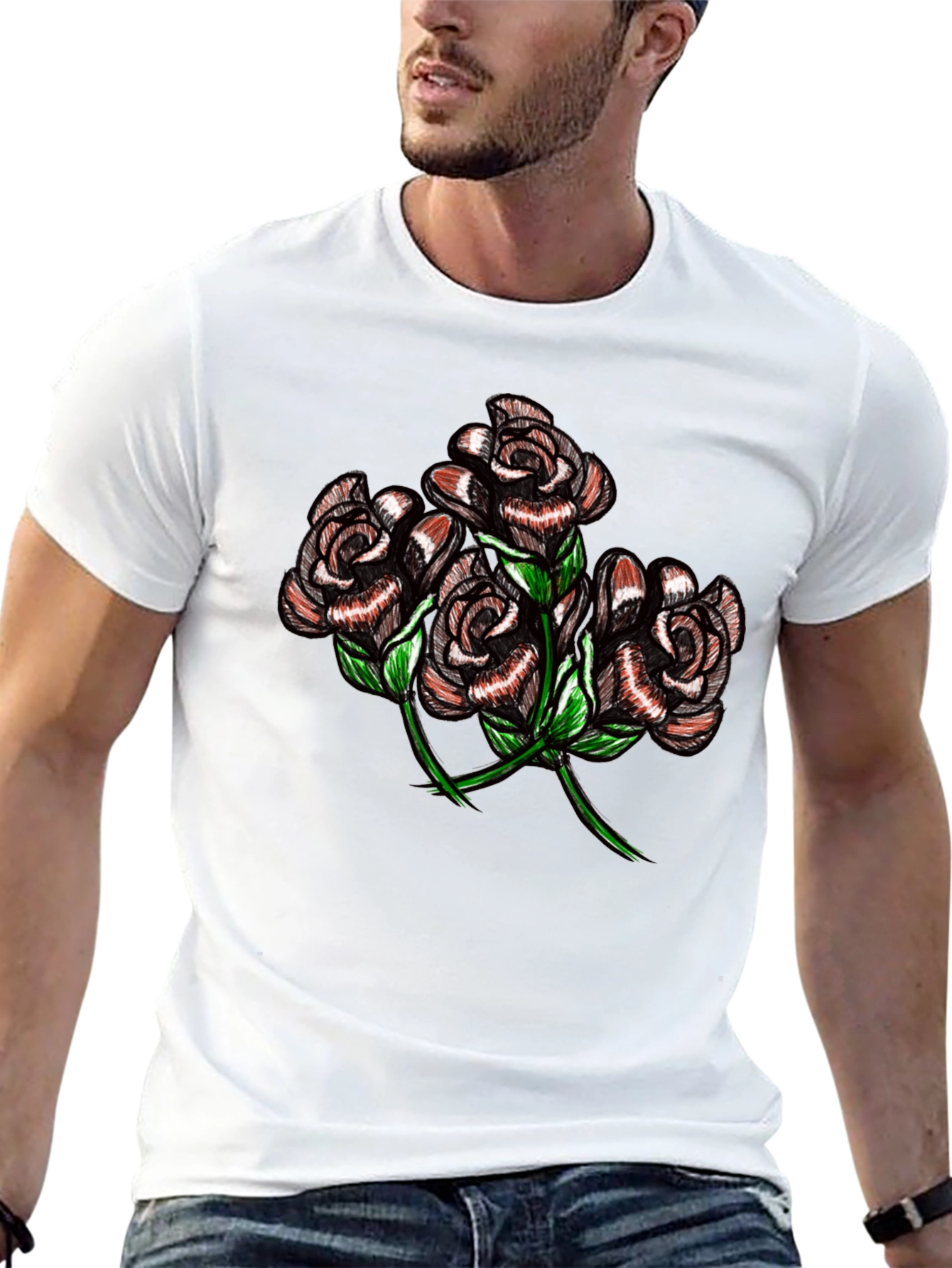 Black Rose Graphic Tee - Mens Casual T-Shirt