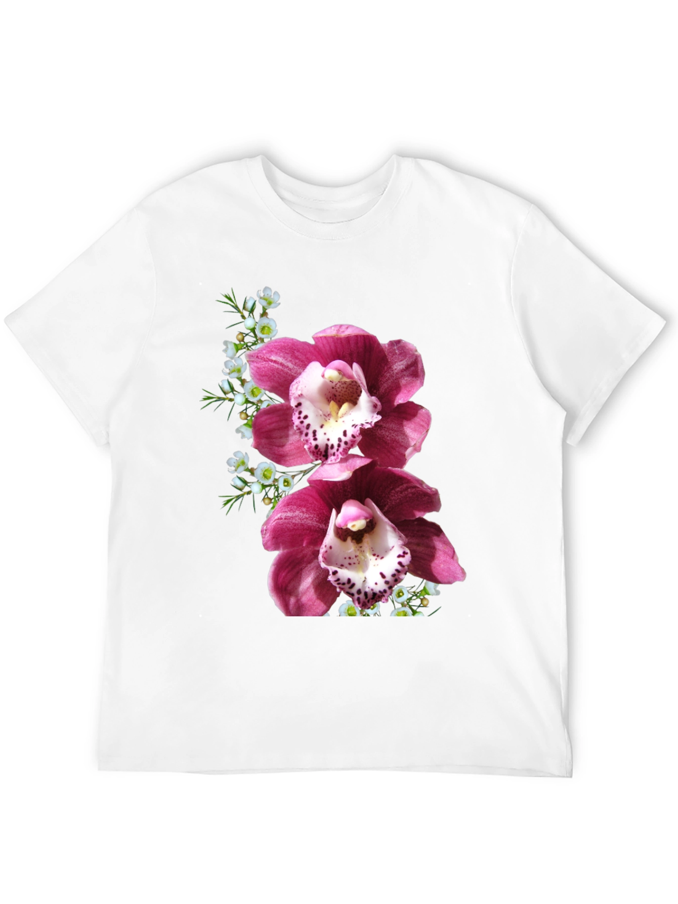 Floral Orchid Print Black T-Shirt