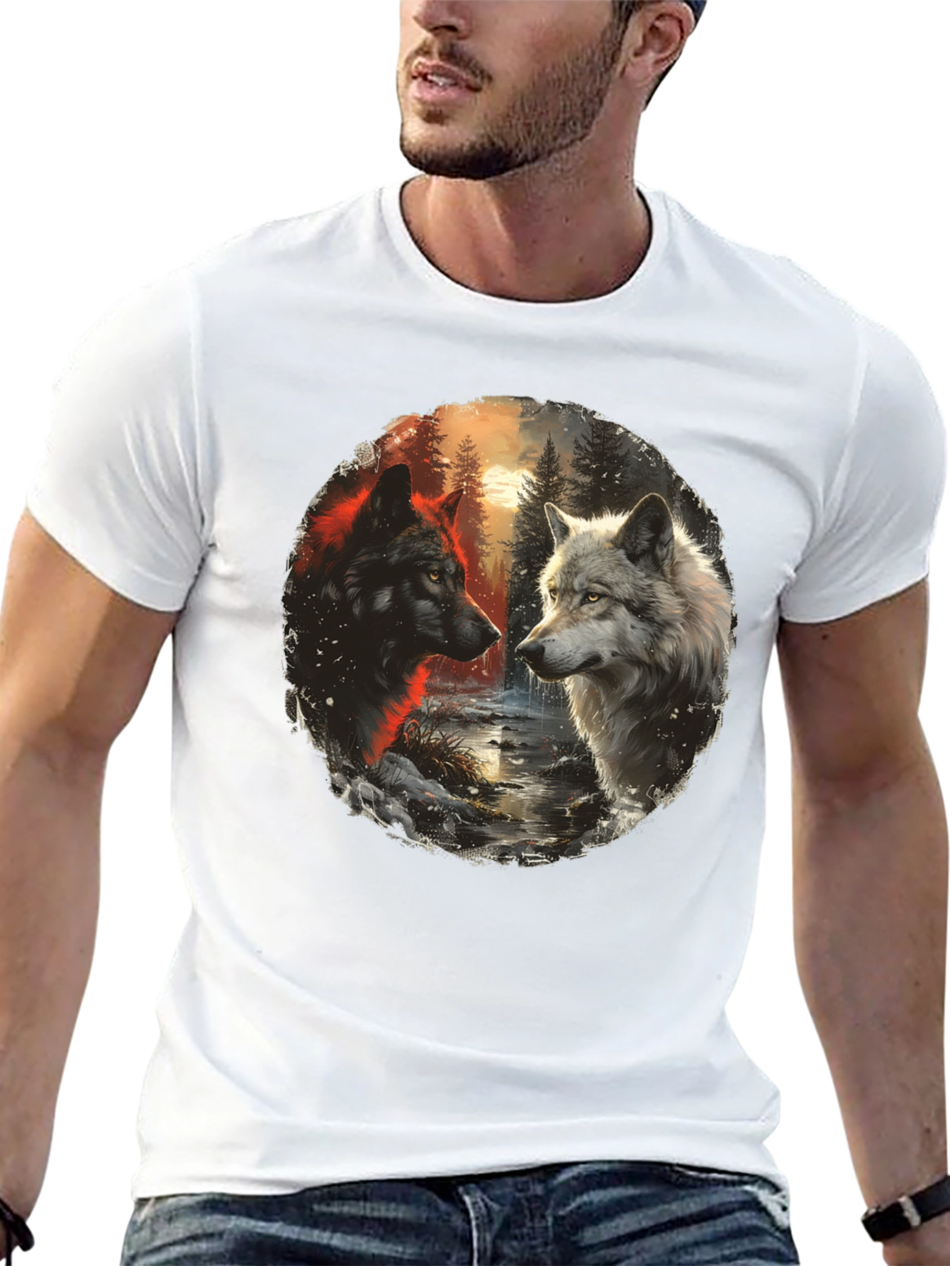 Wolf Encounter Graphic Tee - Black