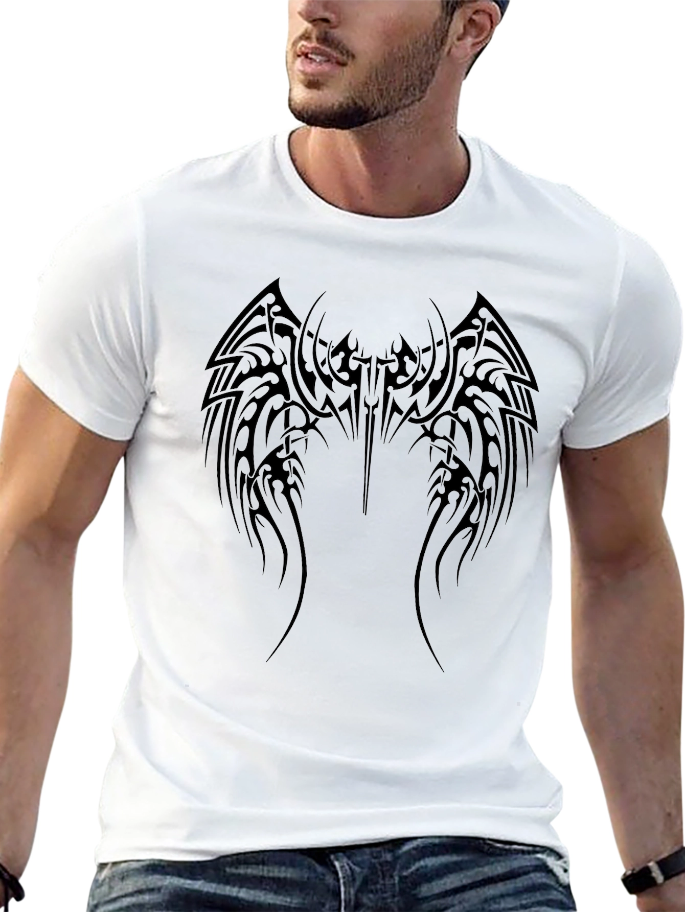 Tribal Wing Design Black T-Shirt
