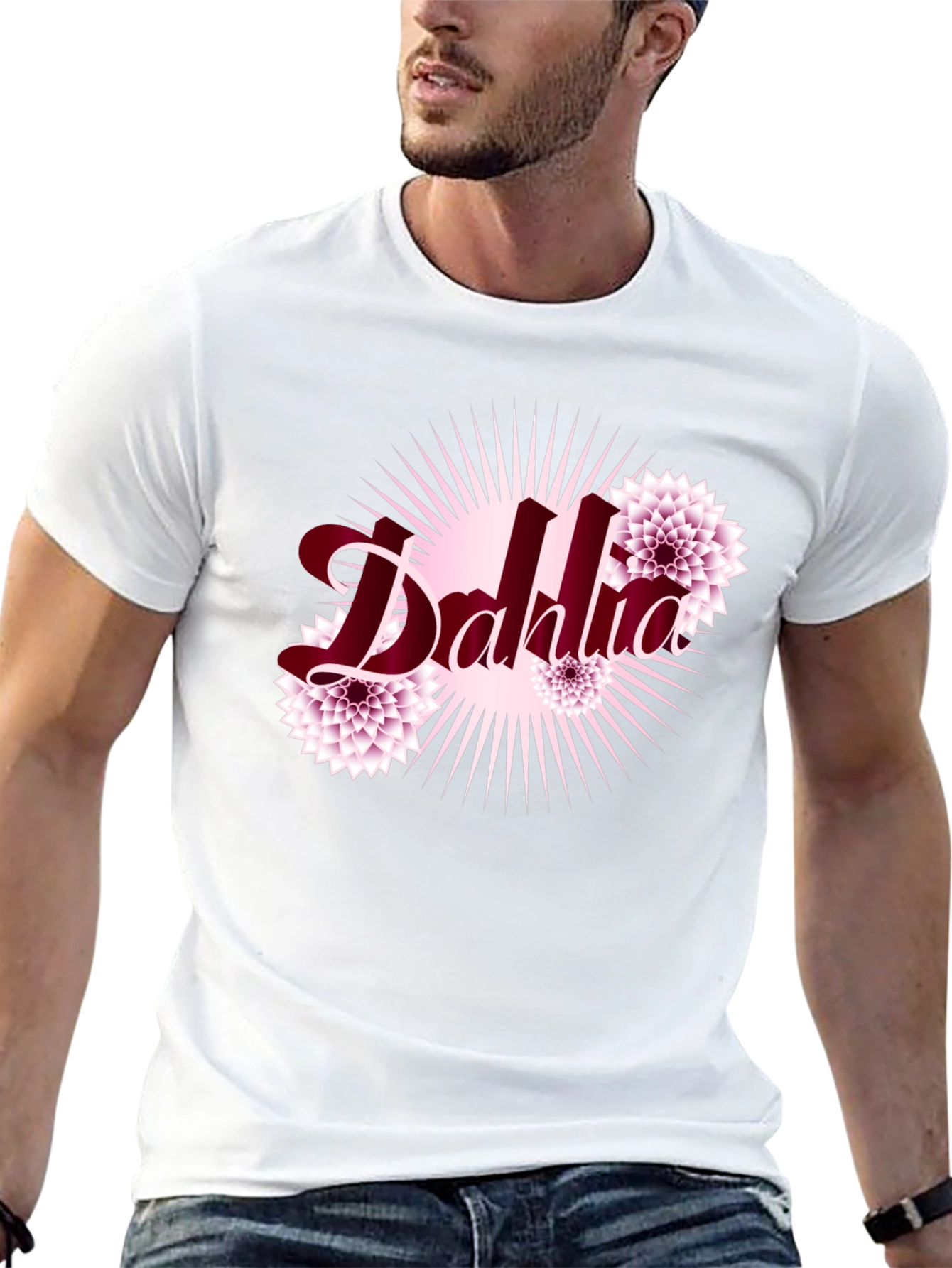 Dahlia Flower Graphic Black T-Shirt