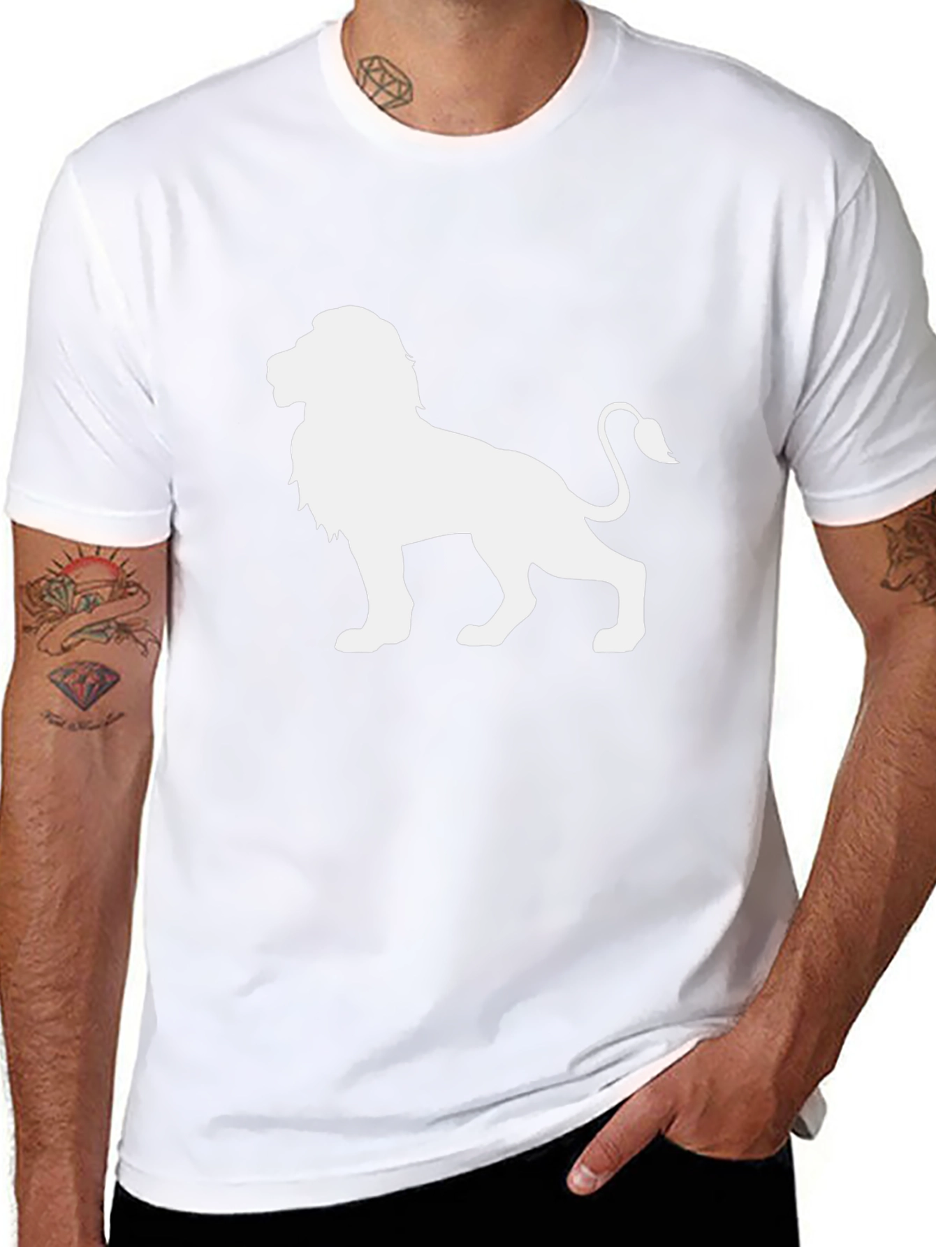 Lion Graphic Black T-Shirt - Mens Crew Neck Tee
