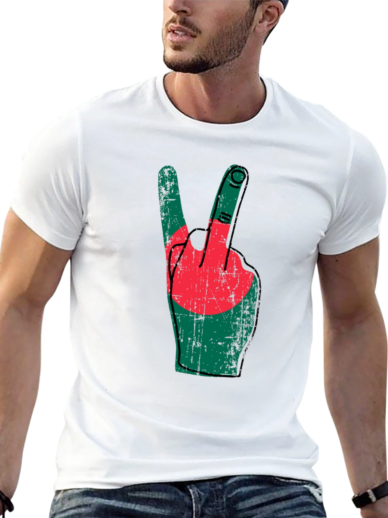 Bangladesh Flag Peace Sign T-Shirt