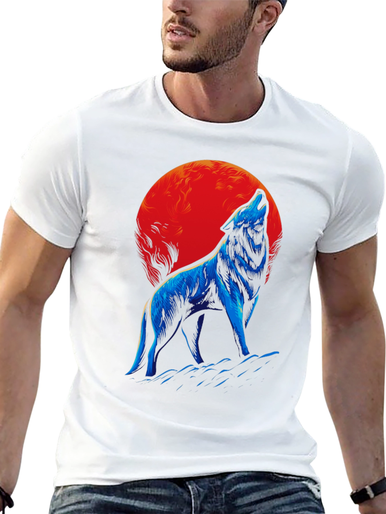 Wolf Howling at Moon Graphic T-Shirt