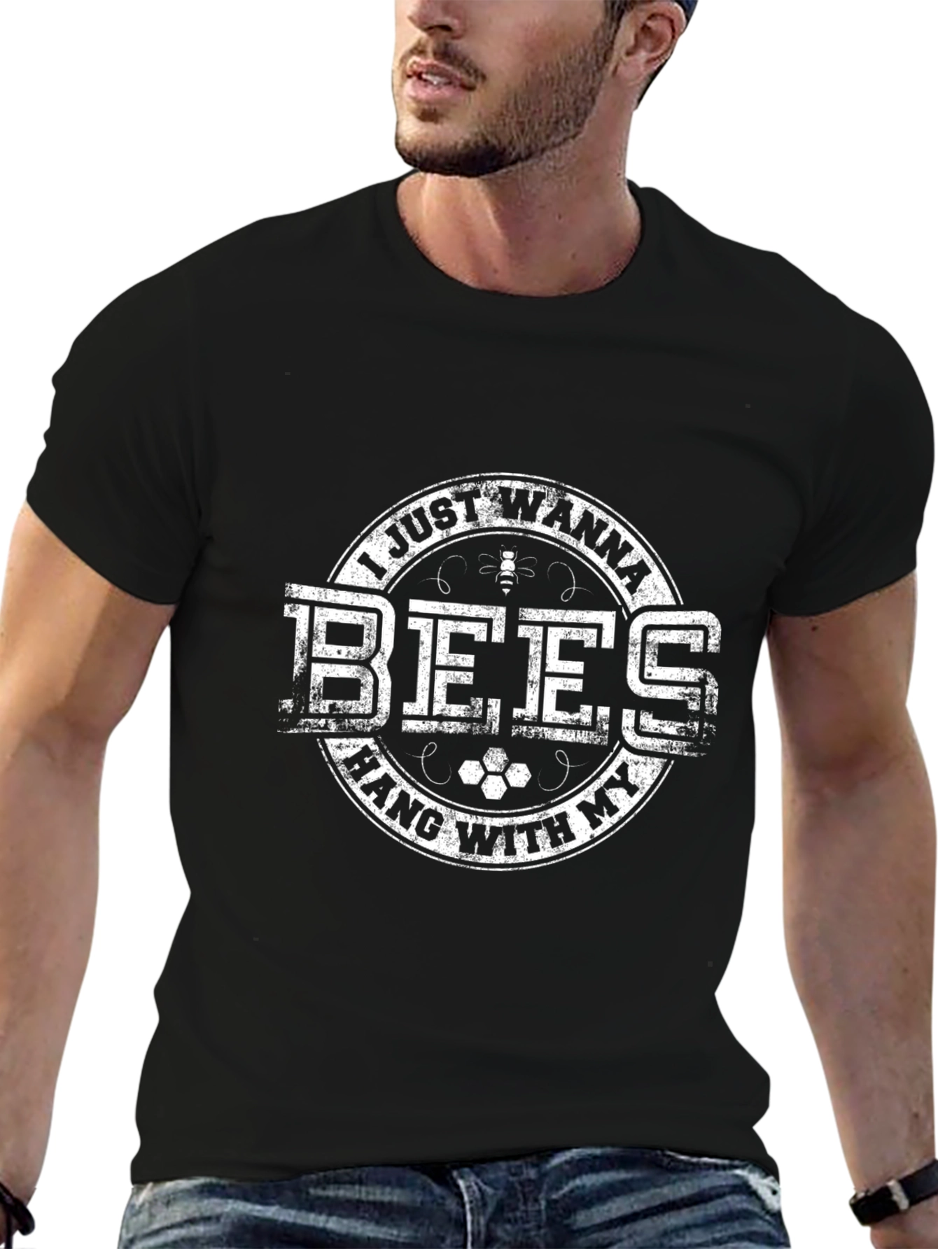 Bees Hang With My Bees T-Shirt Black Graphic Tee