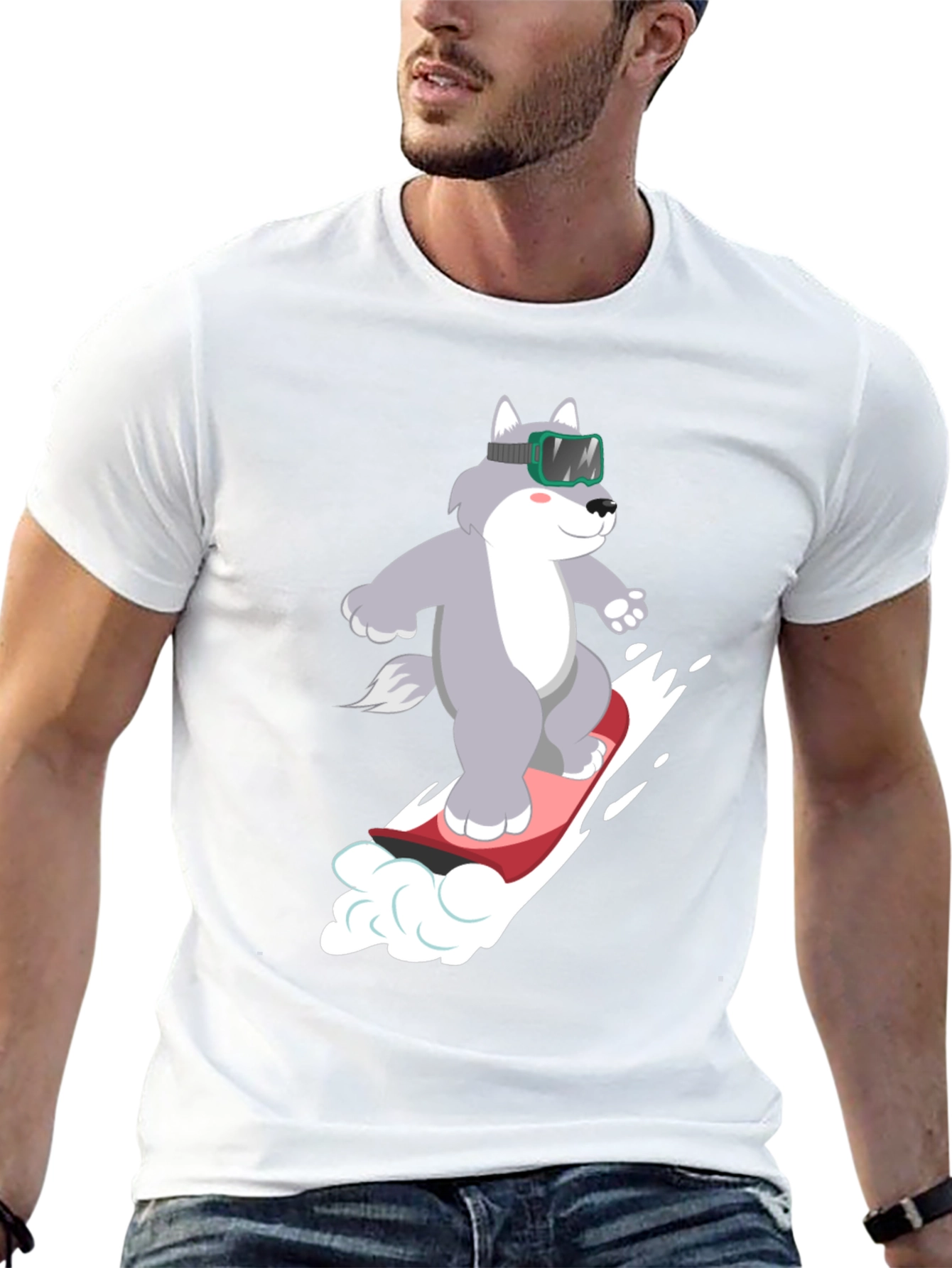 Wolf Snowboard T-Shirt - Fun Winter Design