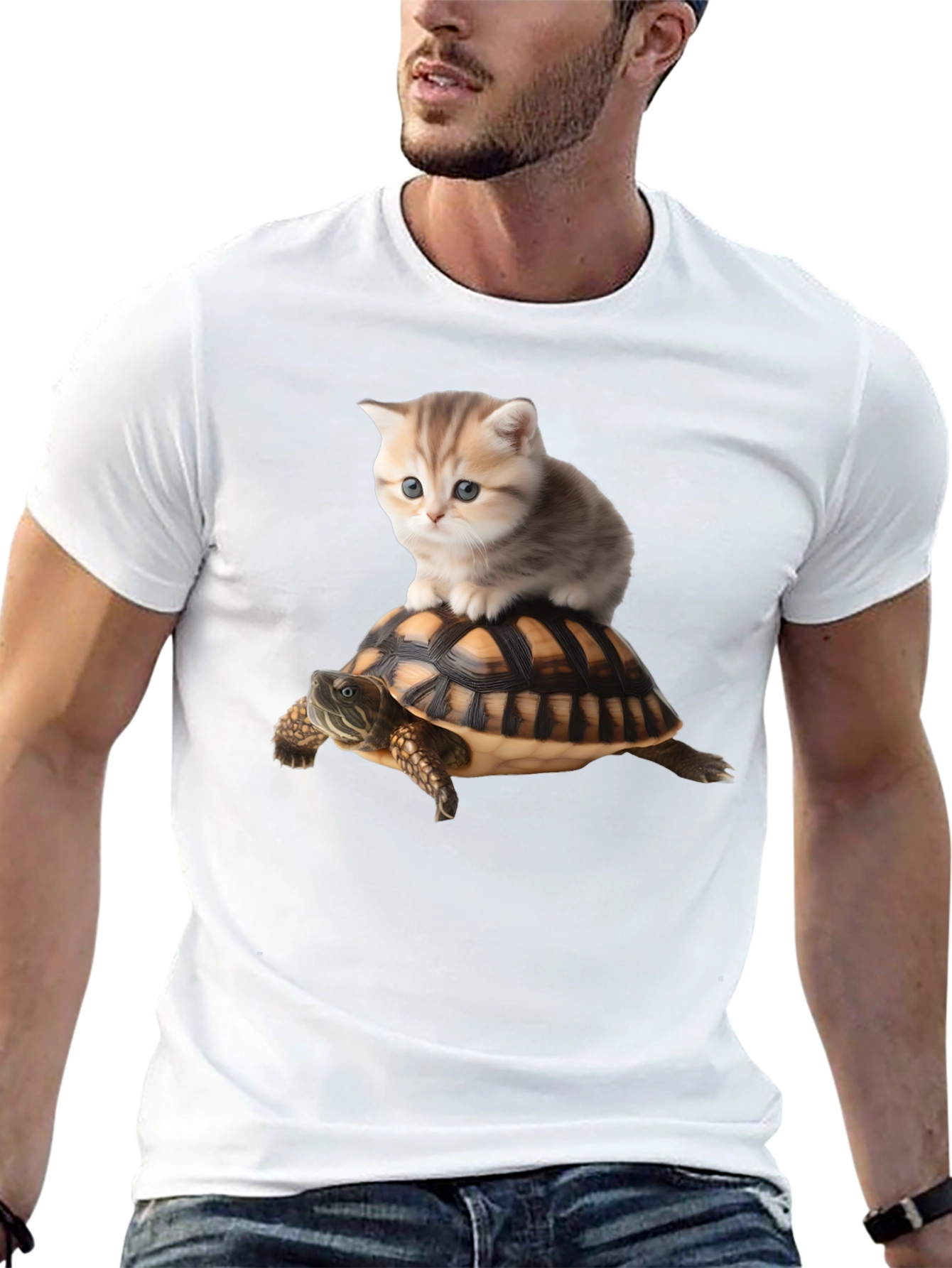 Cat Riding Turtle T-Shirt