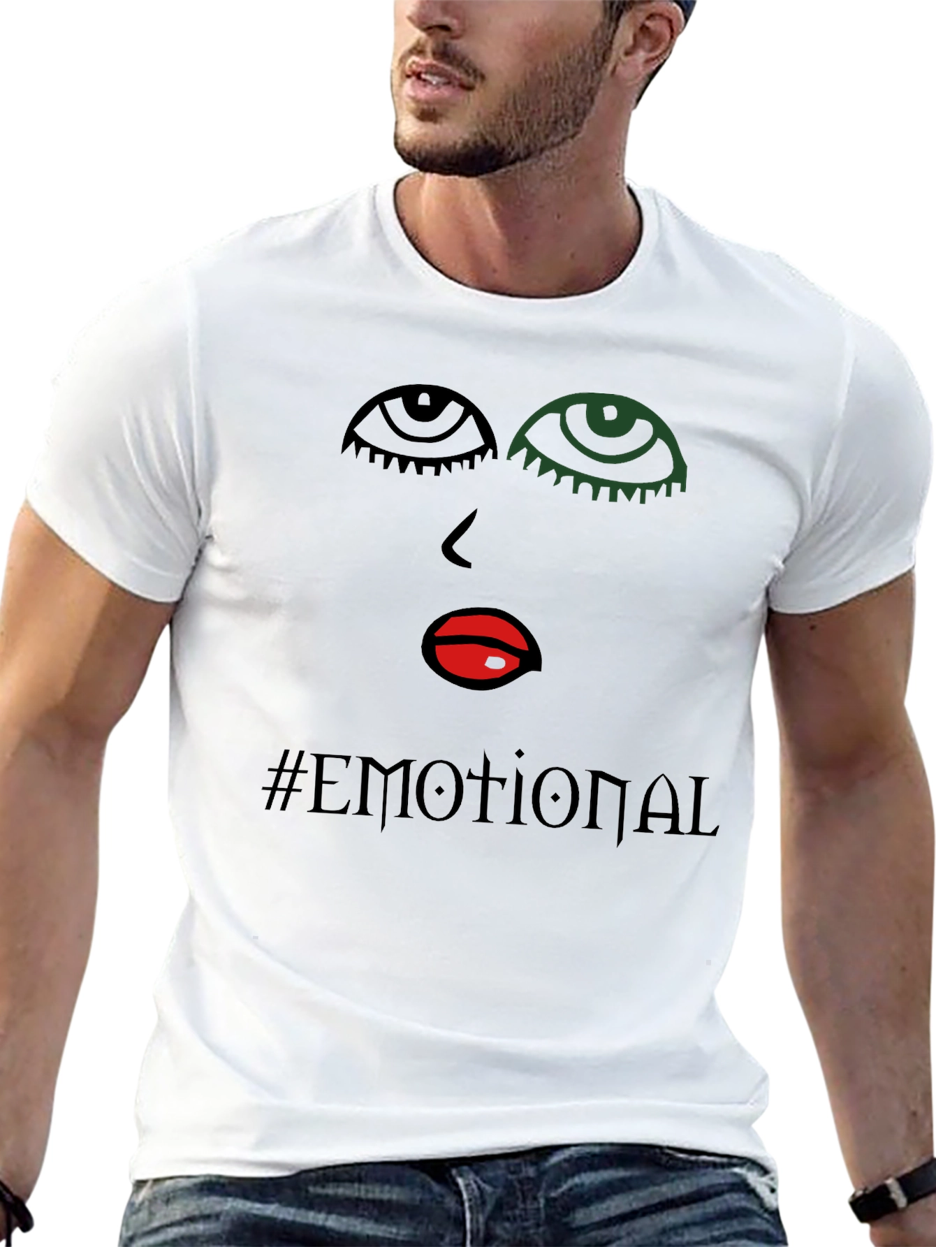 Emotional Graphic Print Black T-Shirt