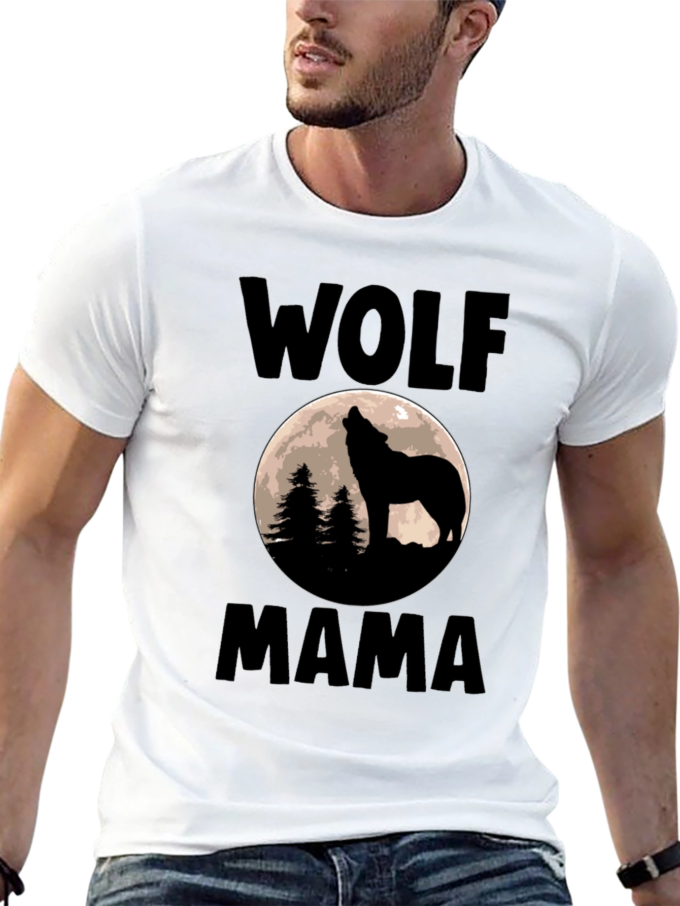 Wolf Mama Graphic Tee - Black Cotton T-Shirt