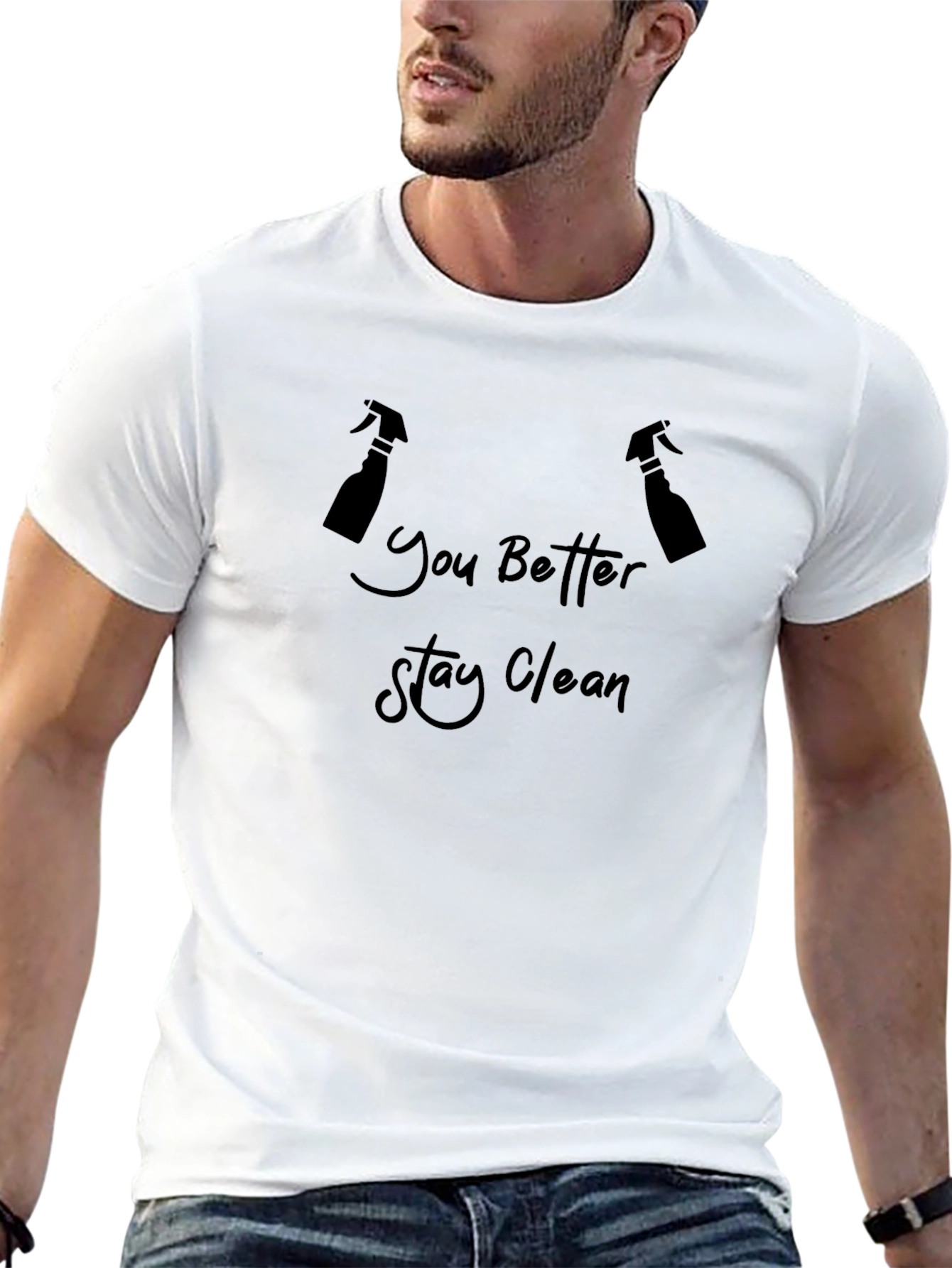 Stay Clean Tee: Novelty Graphic T-Shirt