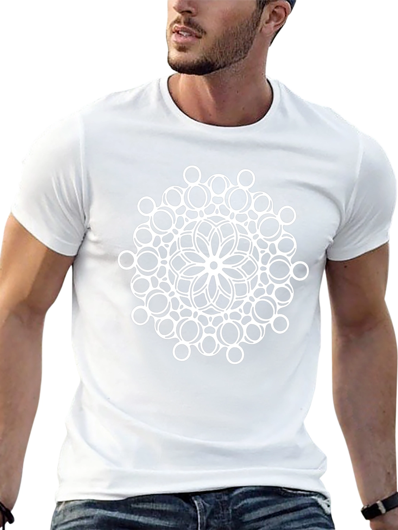 Geometric Mandala Graphic Black T-Shirt