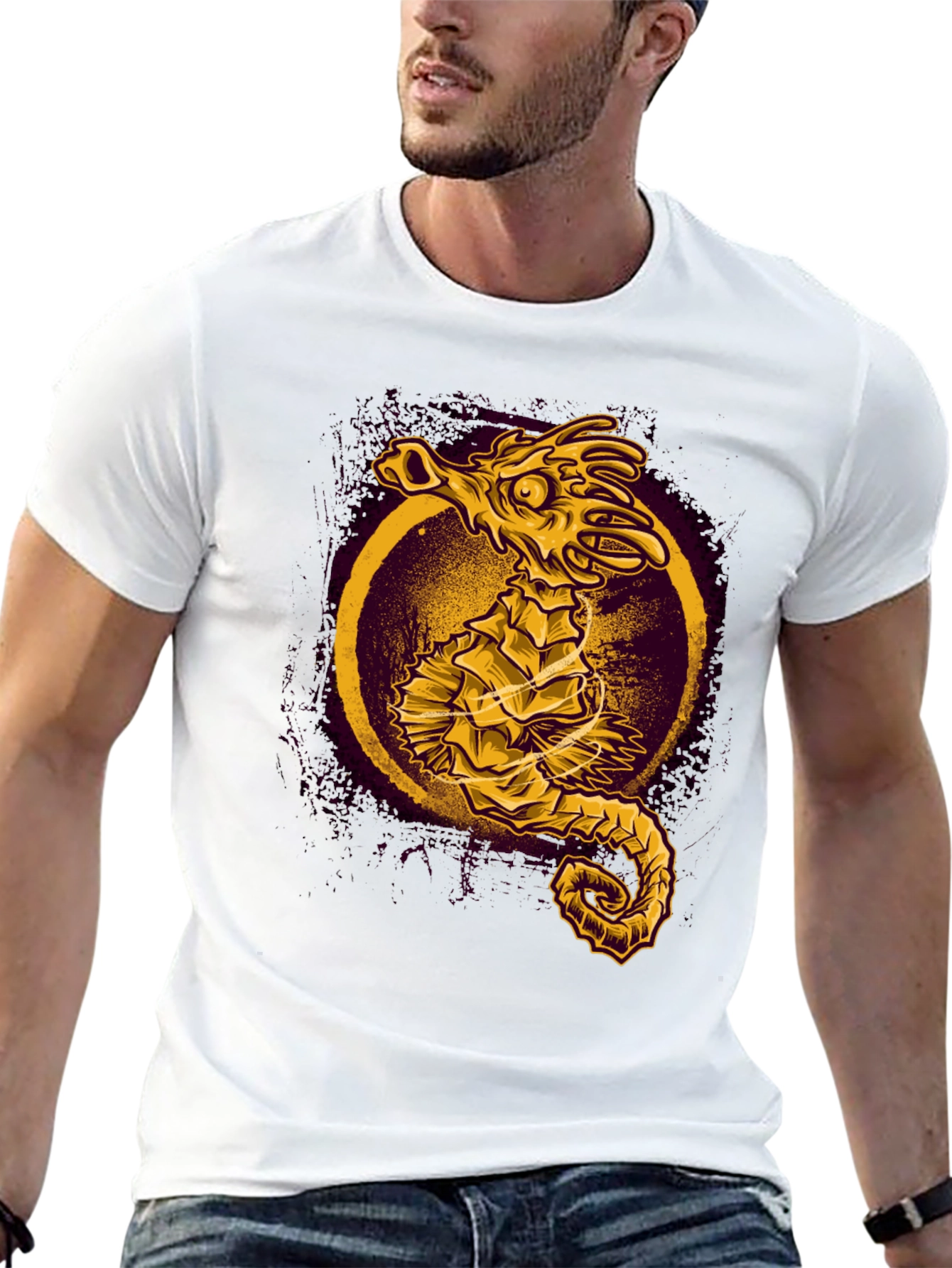 Sea Dragon Graphic Tee - Black Cotton Shirt