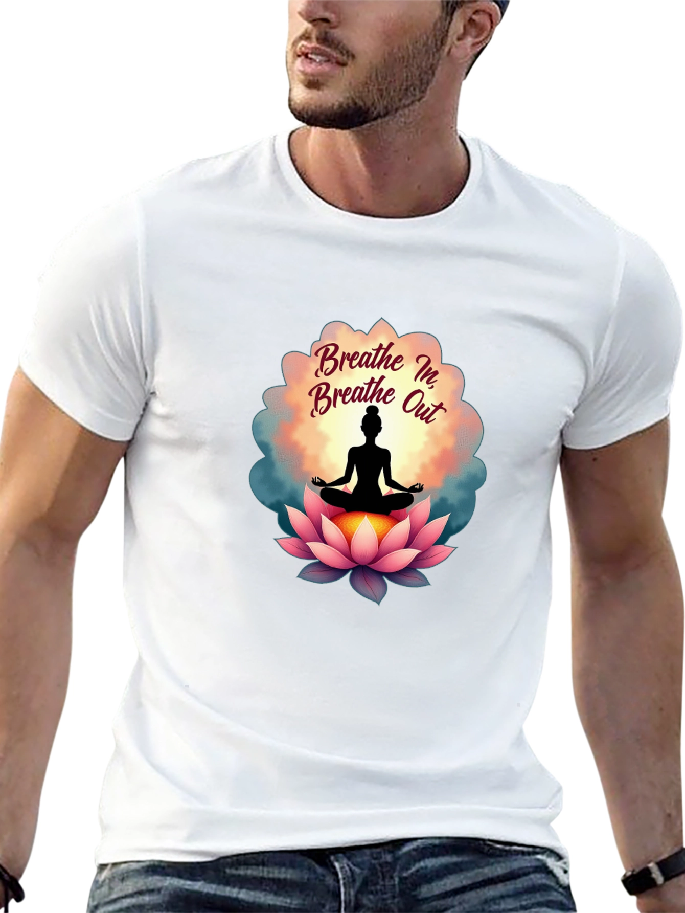 Breathe In Breathe Out Yoga Lotus T-Shirt