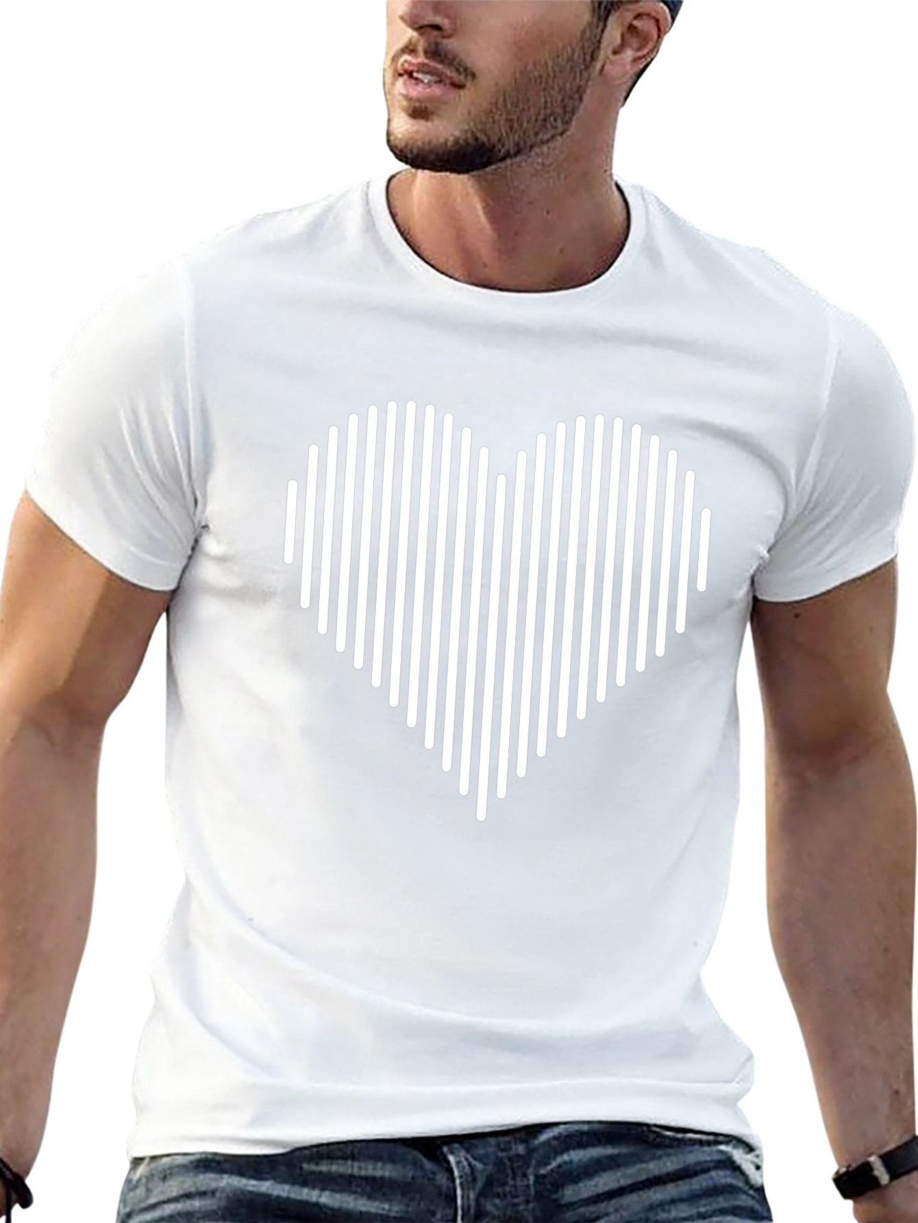 Modern Heart Graphic Tee - Stylish Black T-Shirt
