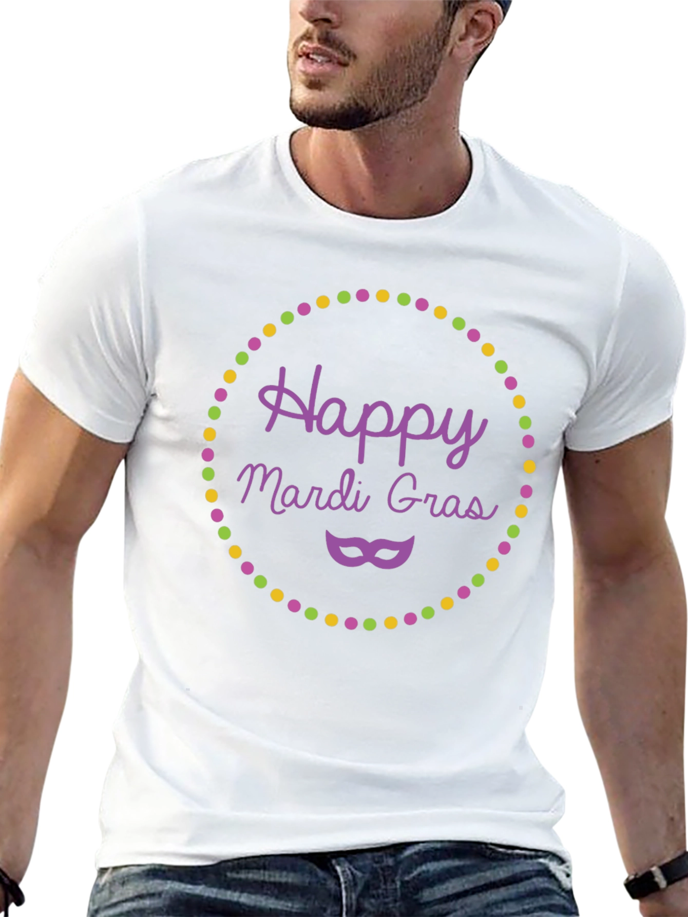 Happy Mardi Gras T-Shirt - Purple Mask