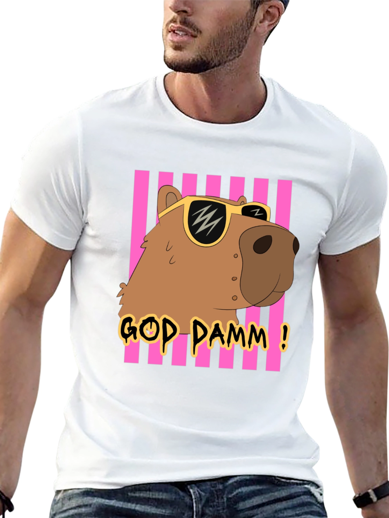 God Damm! Capybara T-Shirt - Cartoon Style
