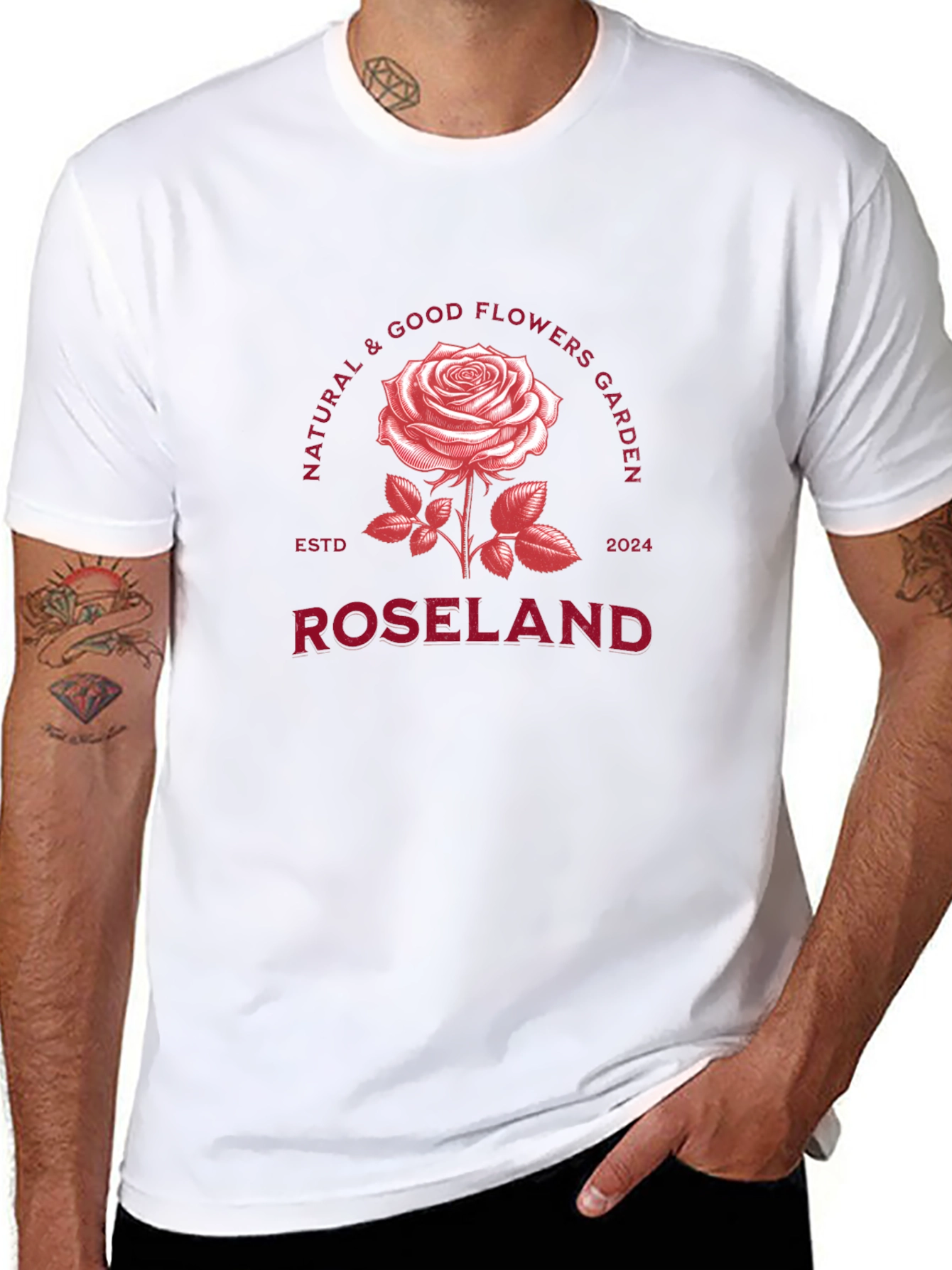 Roseland Flower Garden Black T-Shirt