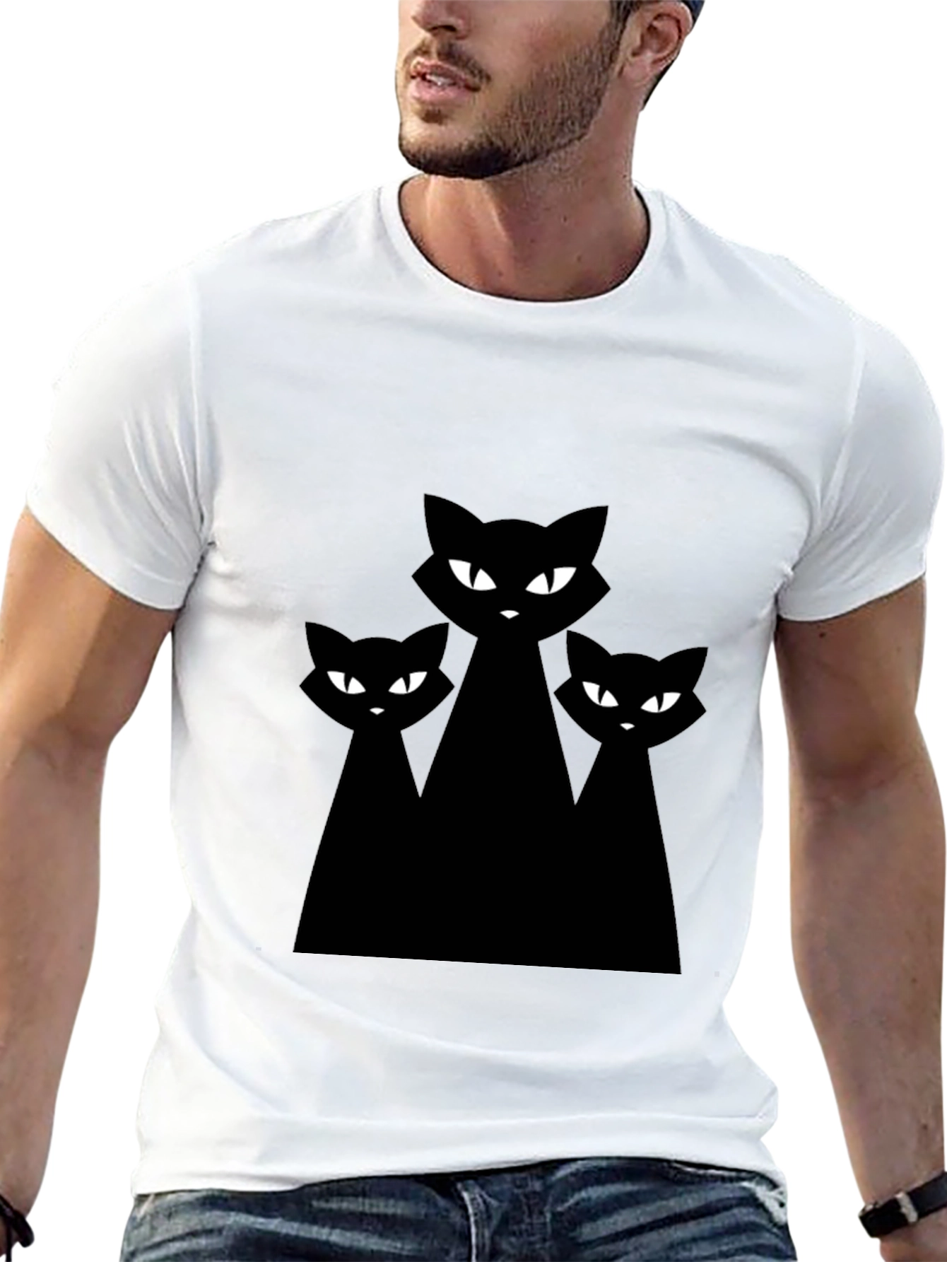 Black Cat Graphic Tee - Unisex Halloween Shirt
