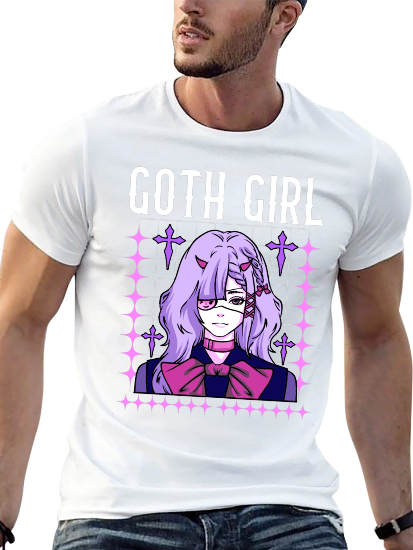 Goth Girl Anime T-Shirt - Black