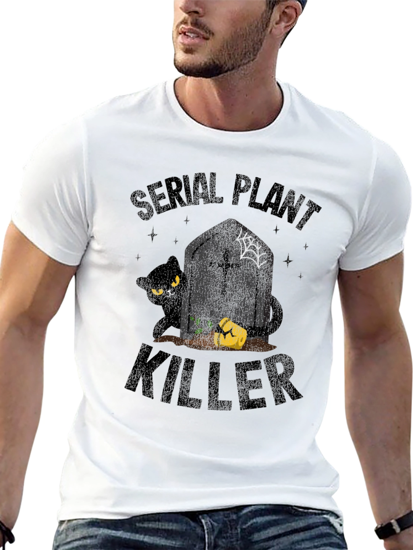 Serial Plant Killer T-Shirt - Halloween Cat Design