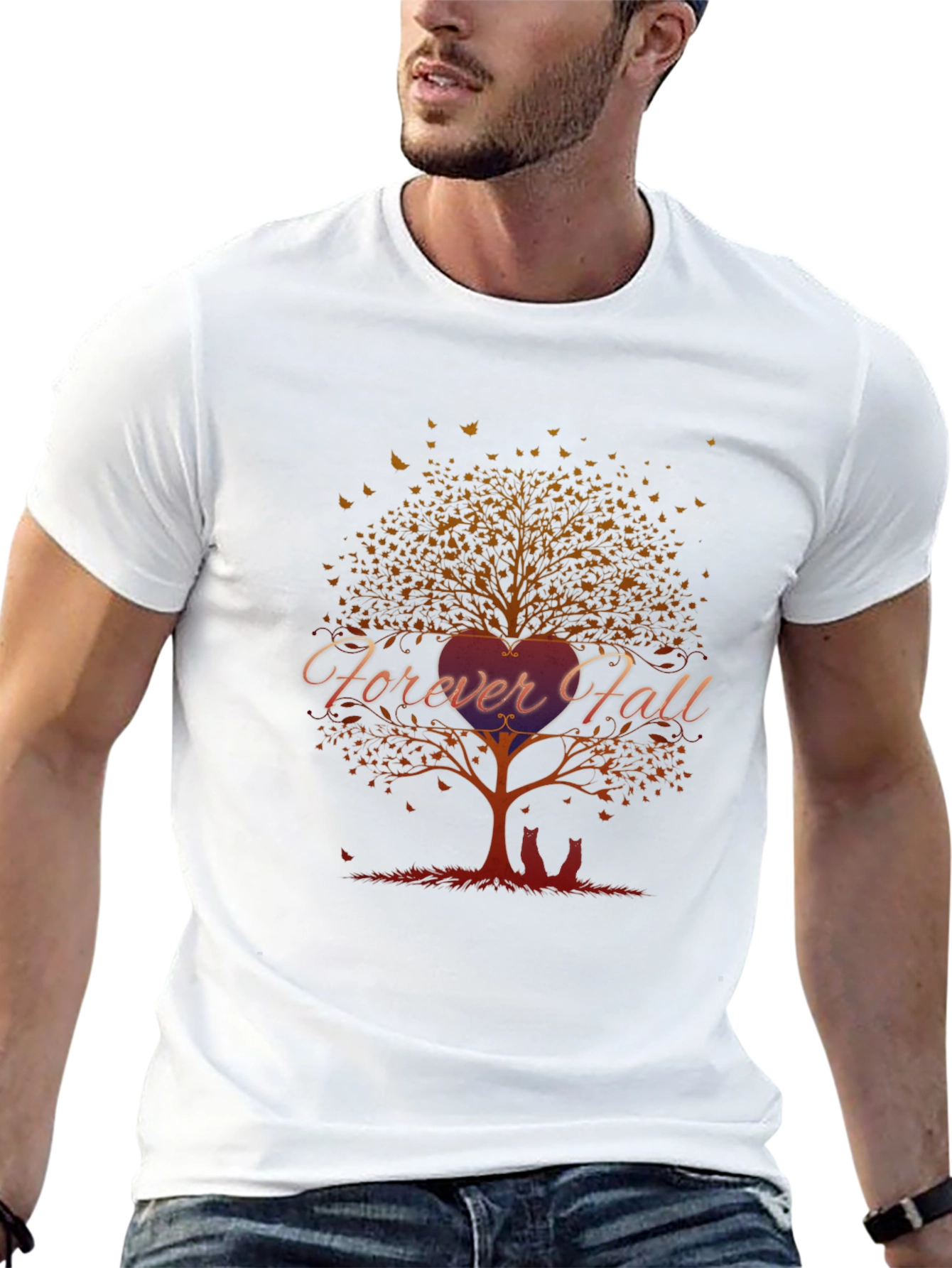 Forever Fall Tree Graphic Black T-Shirt
