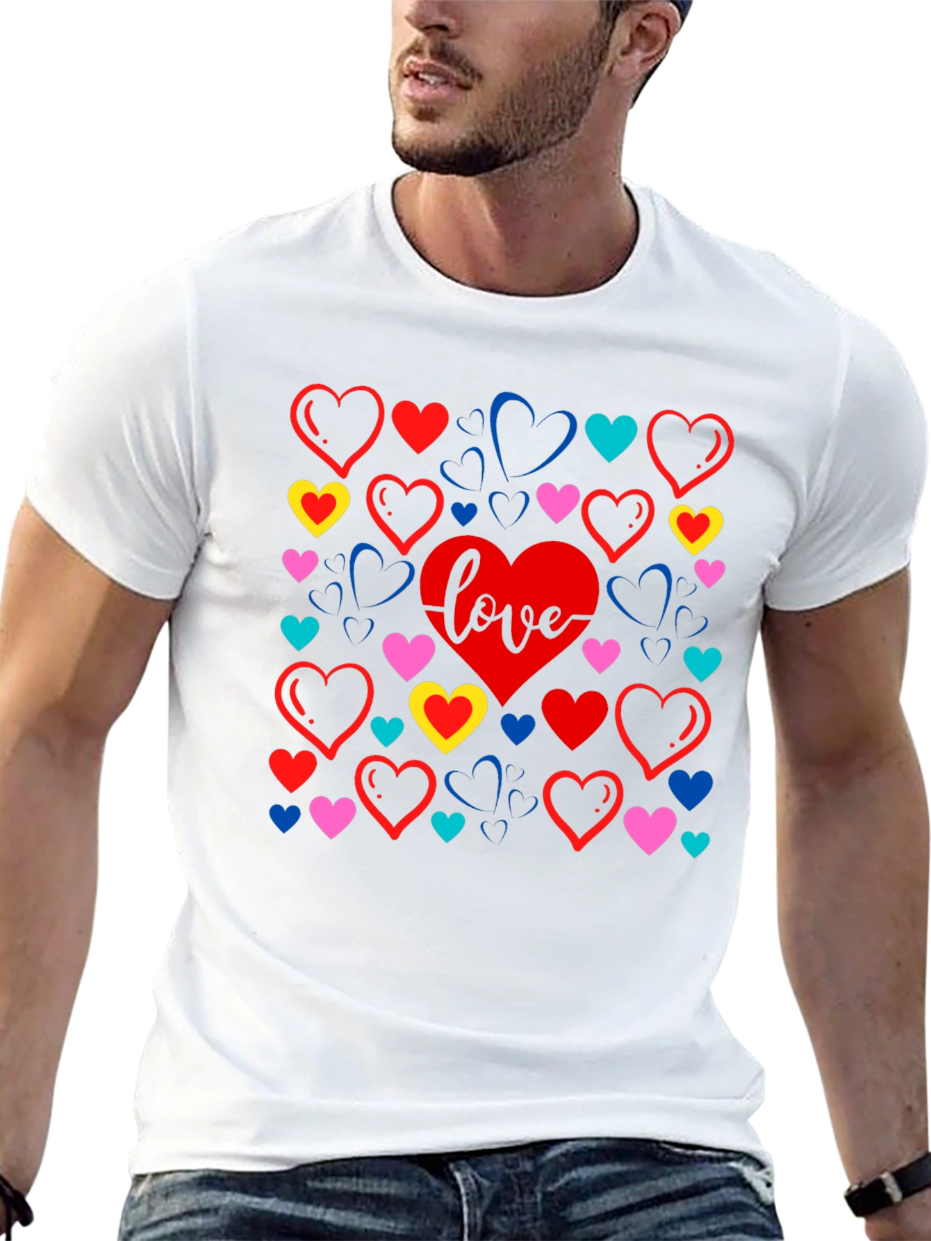 Love Heart Graphic Black T-Shirt