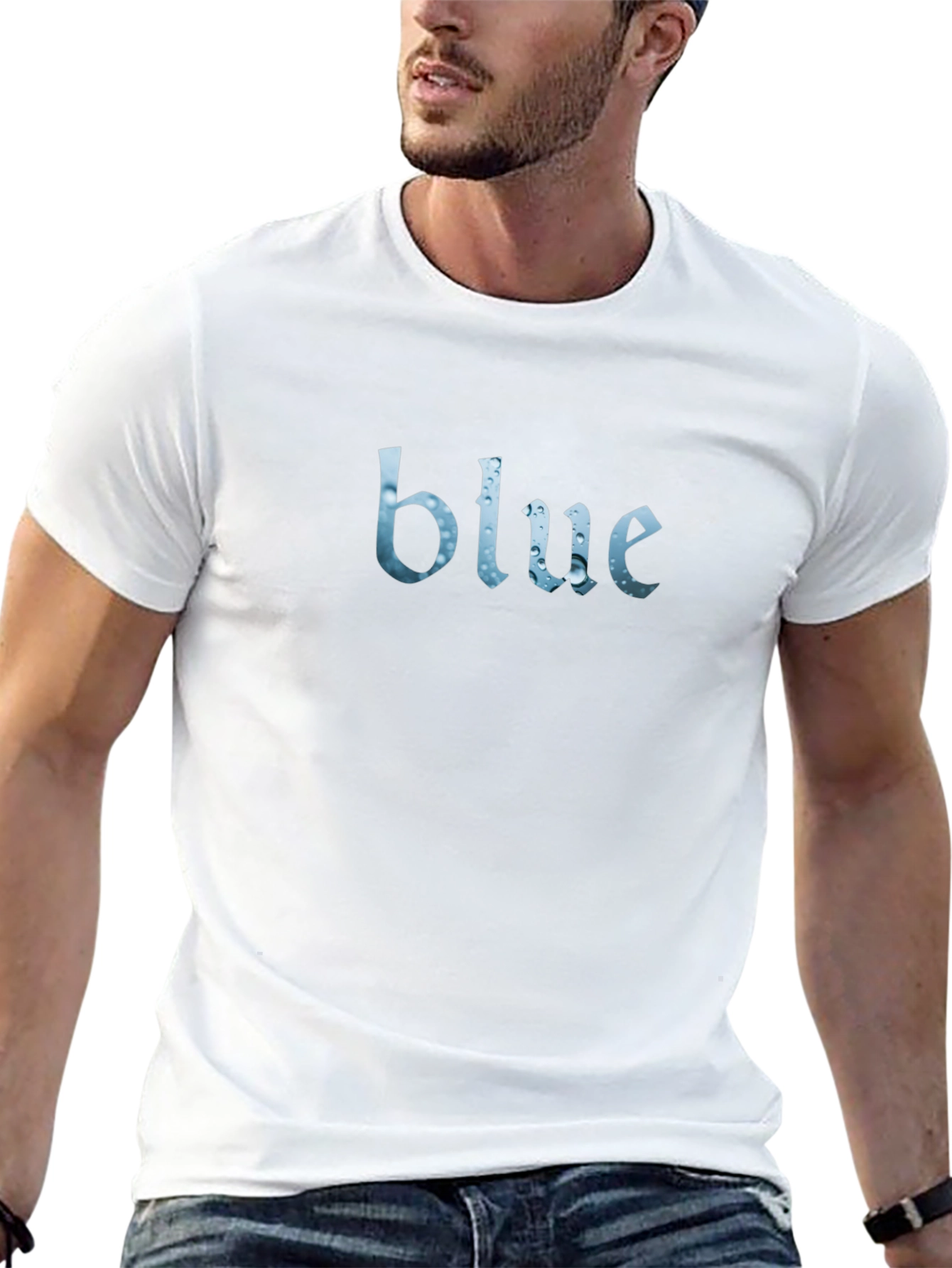 Blue Graphic Print Crew Neck T-Shirt