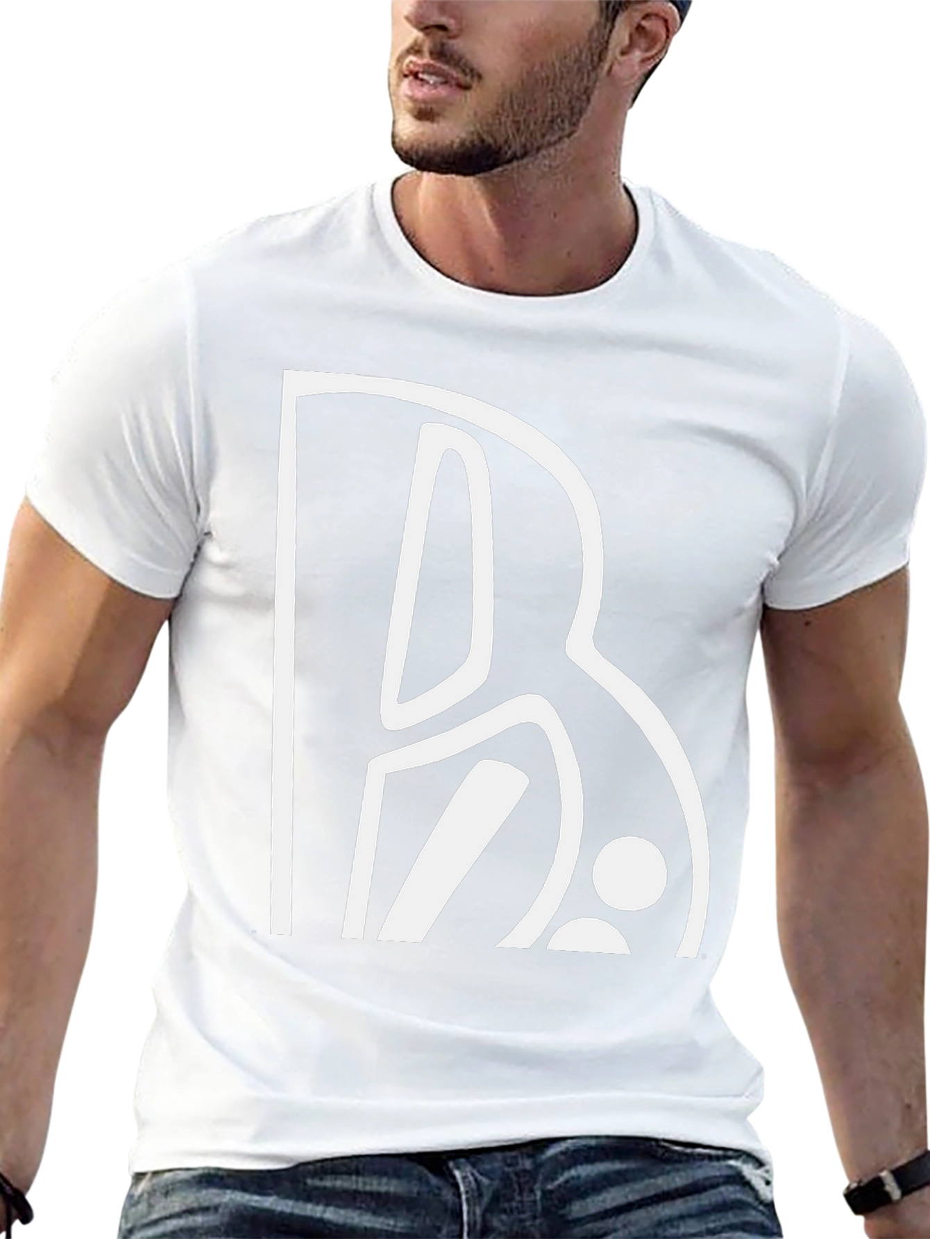 Abstract Initial B Graphic Tee - Black Cotton Blend