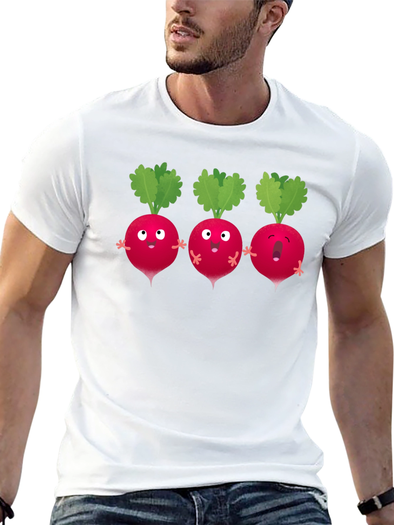 Radish Trio Graphic T-Shirt - Black Cotton Tee